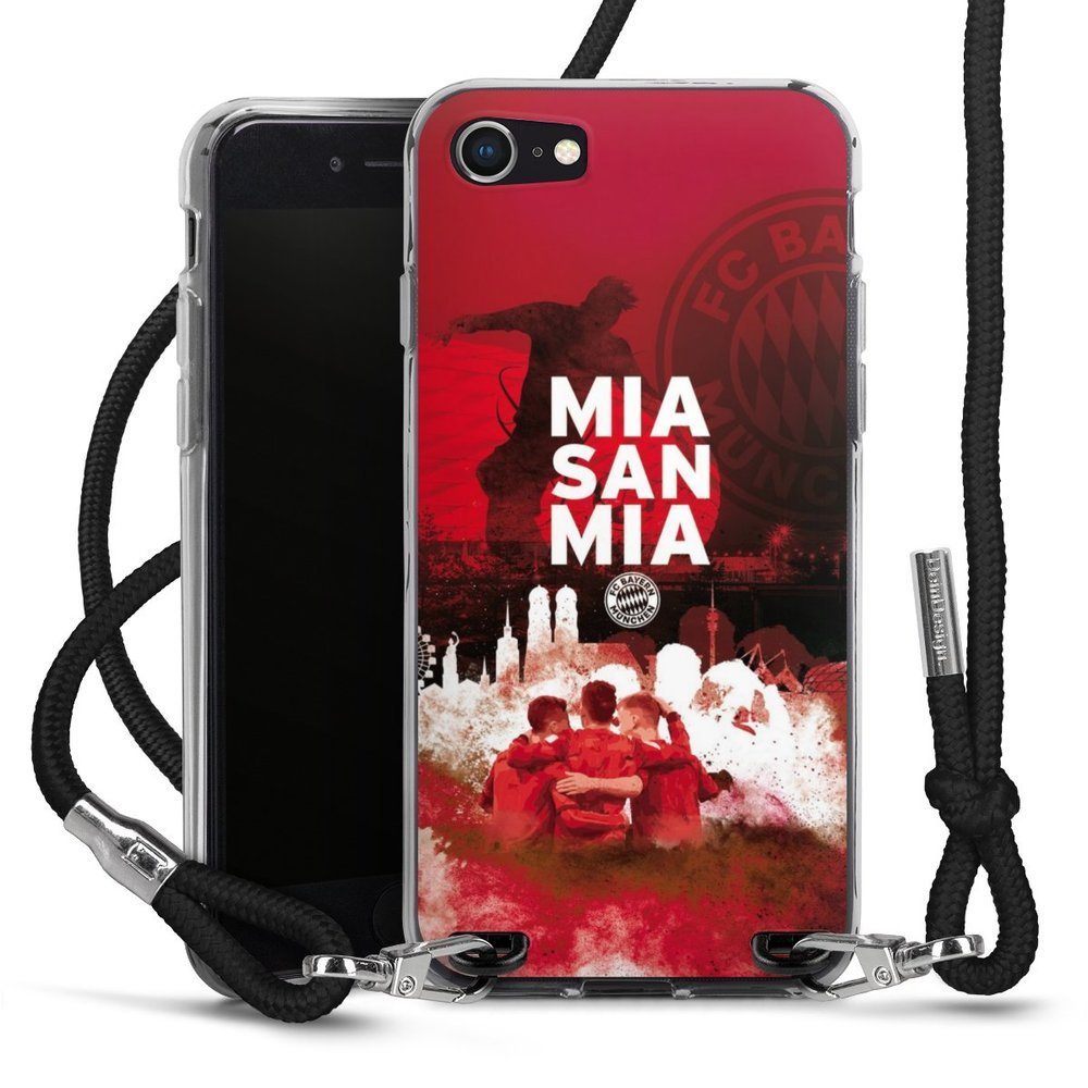 DeinDesign Handyhülle FCB Mia San Mia FC Bayern München FCB - MIA SAN MIA,  Apple iPhone SE (2020) Handykette Hülle mit Band Case zum Umhängen