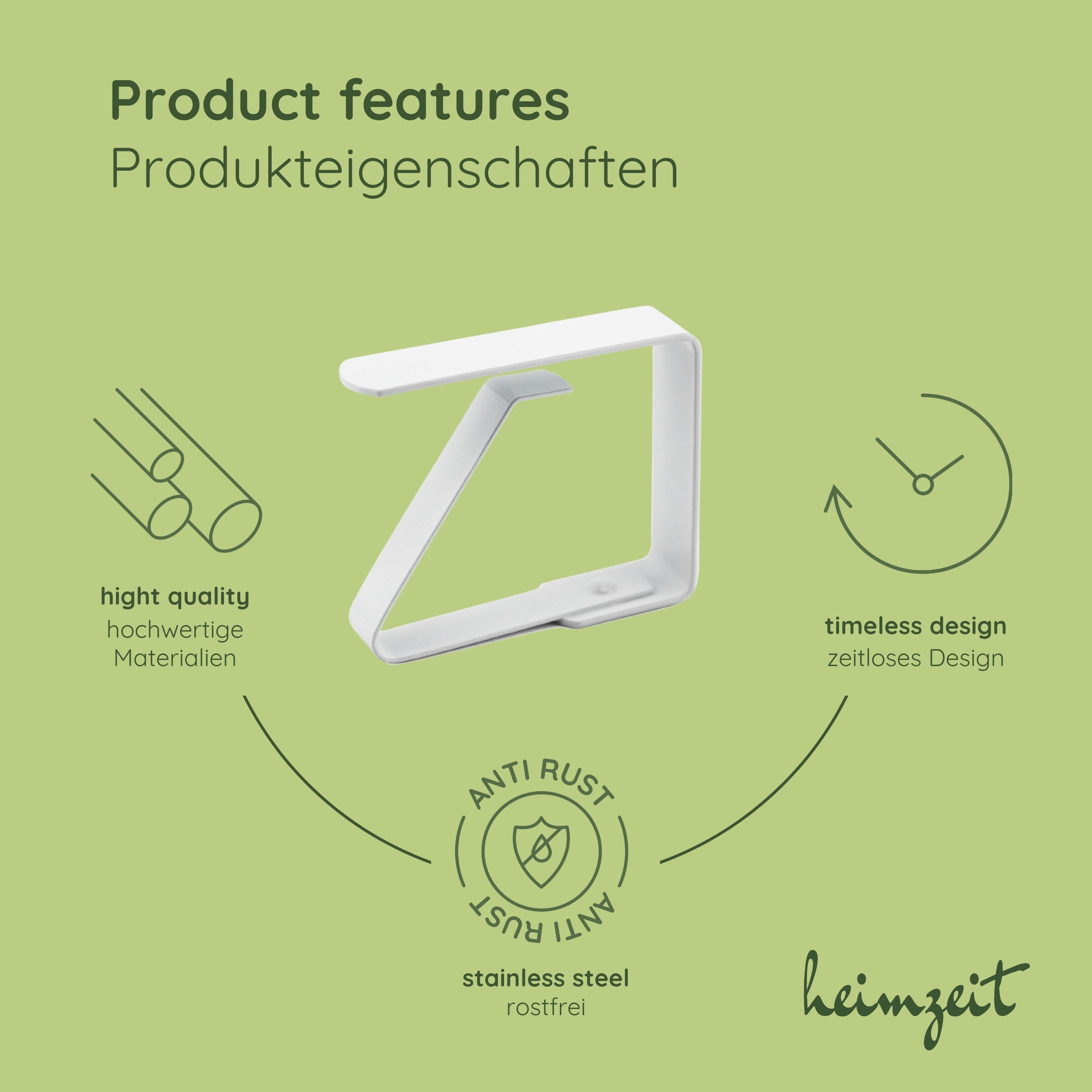 heimzeit Tischtuchklammer Tischdeckenklammern für Platten bis 3 cm, (Set, 6-tlg), Tischklammern für Tischdecke – Bild 3 von 5