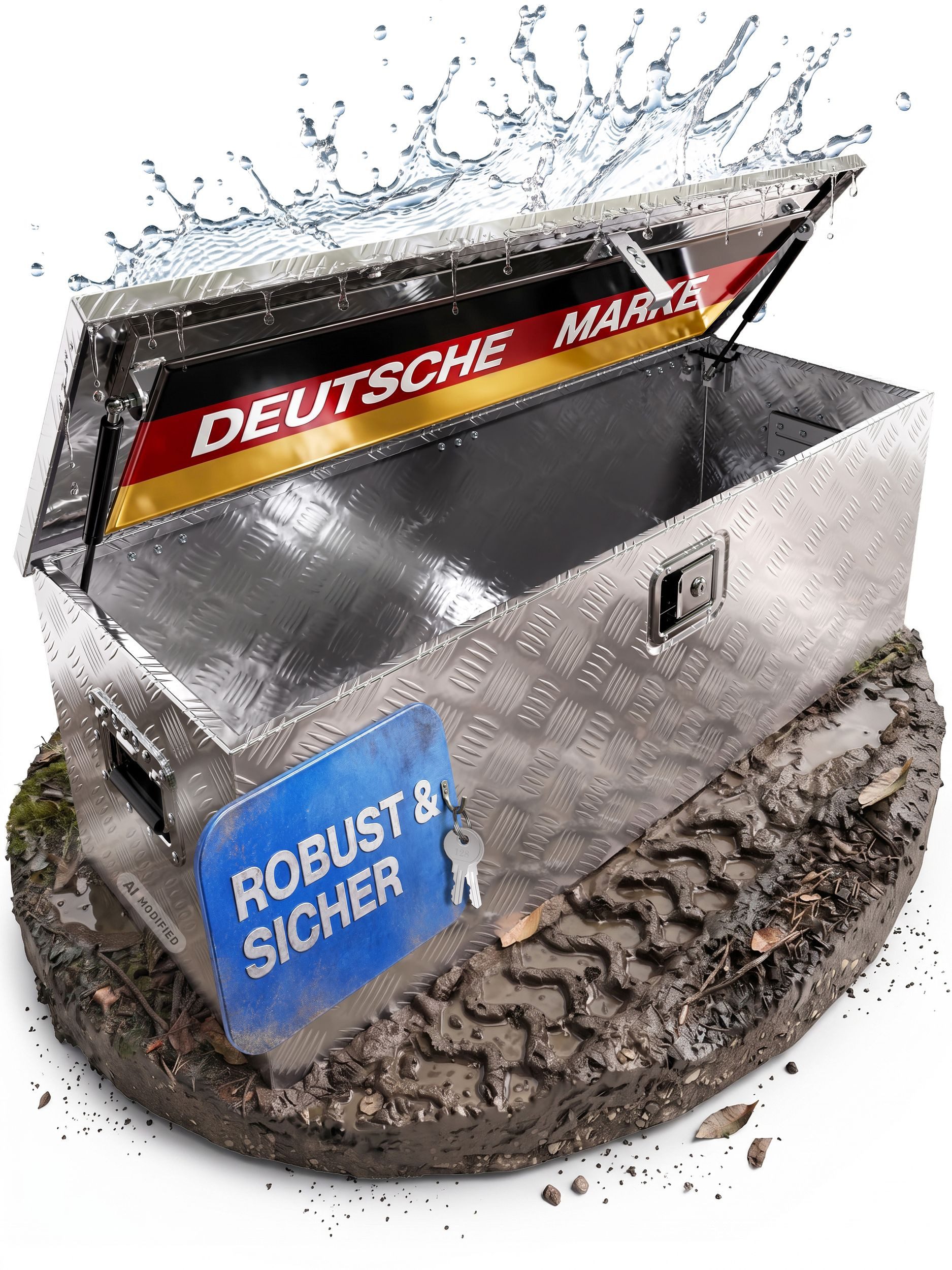 Trucky Anhänger-Deichselbox Truckbox Box Werkzeugkiste Anhängerbox Deichselbox Aluminium D160