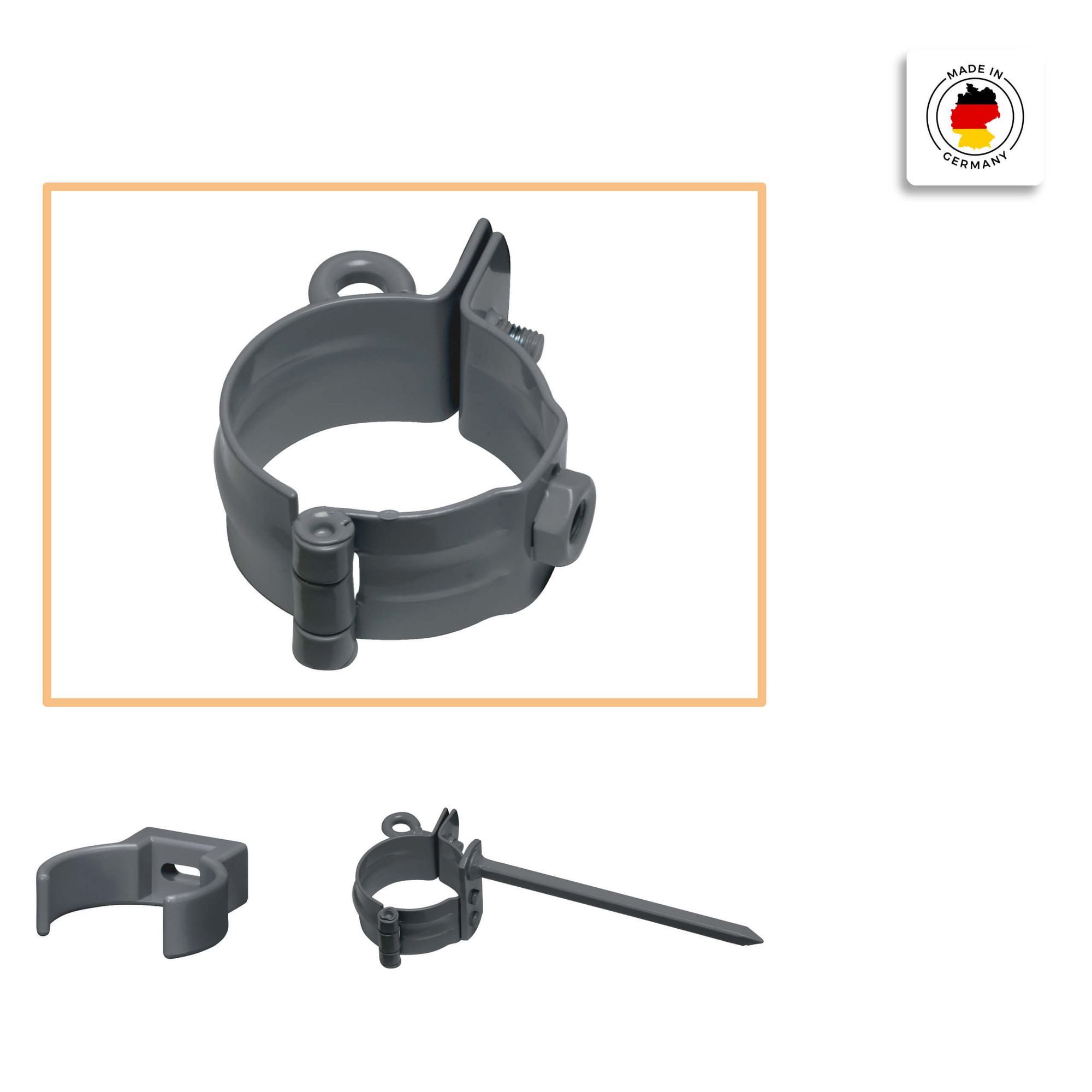 INEFA Rohrschelle Rohrschelle mit Gewinde, (DN 75. 1 Stück), aus Stahl, kunststoffbeschichtet für Dachrinne, Fallrohrschelle