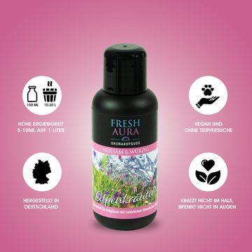 Fresh Aura Sauna-Aufgussset Saunaaufguss Alpenkräuter mit natürlichen ätherischen Ölen (1-tlg) 100 ml Saunaufguss