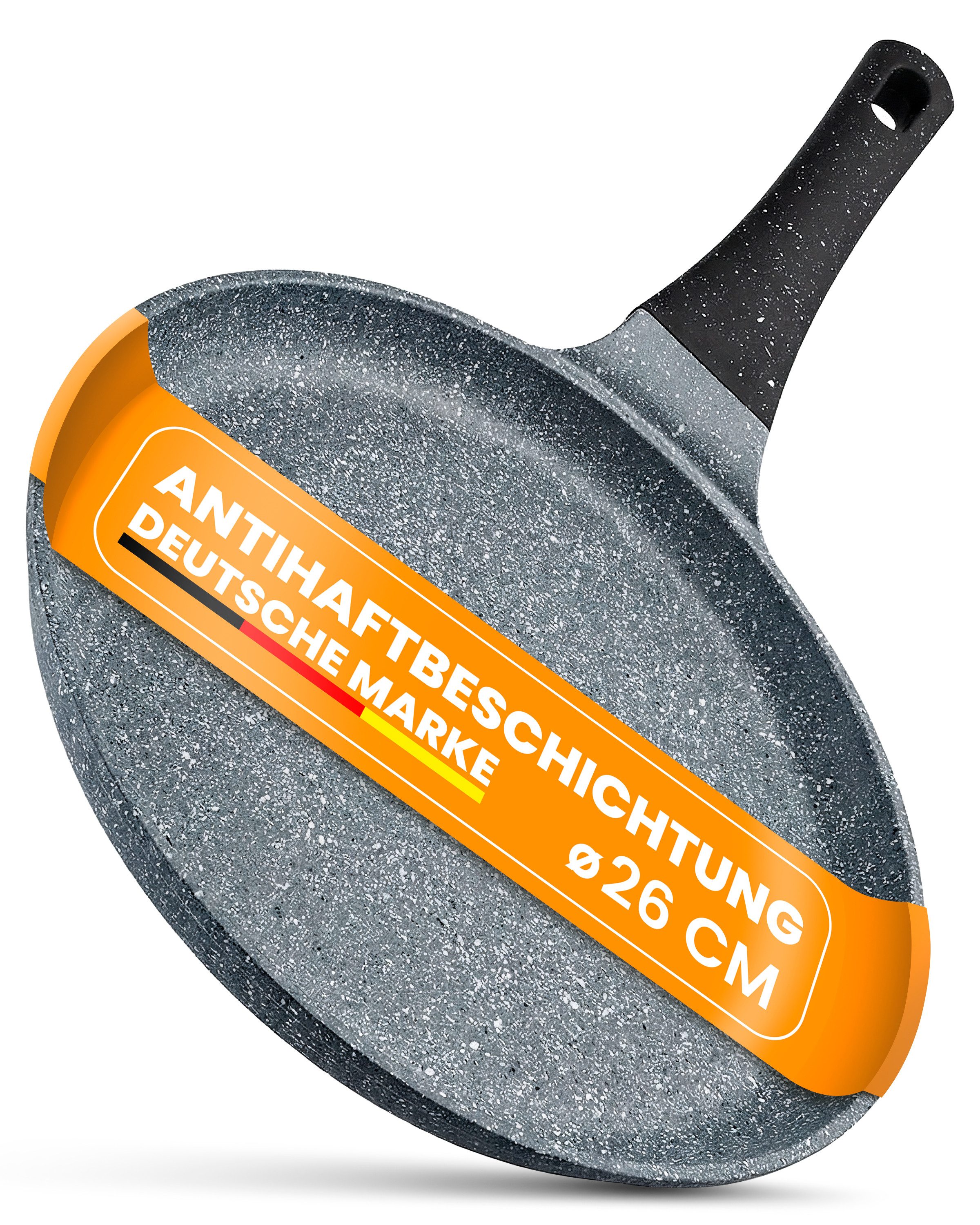 EUROHOME Bratpfanne Aluminiumguss Crêpespfanne - Pfanne Induktion für alle Herdarten, Druckguss (1-tlg., Pfanne Ø26 cm, induktionsgeeignet), Crepespfanne Induktion Antihaftbeschichtung