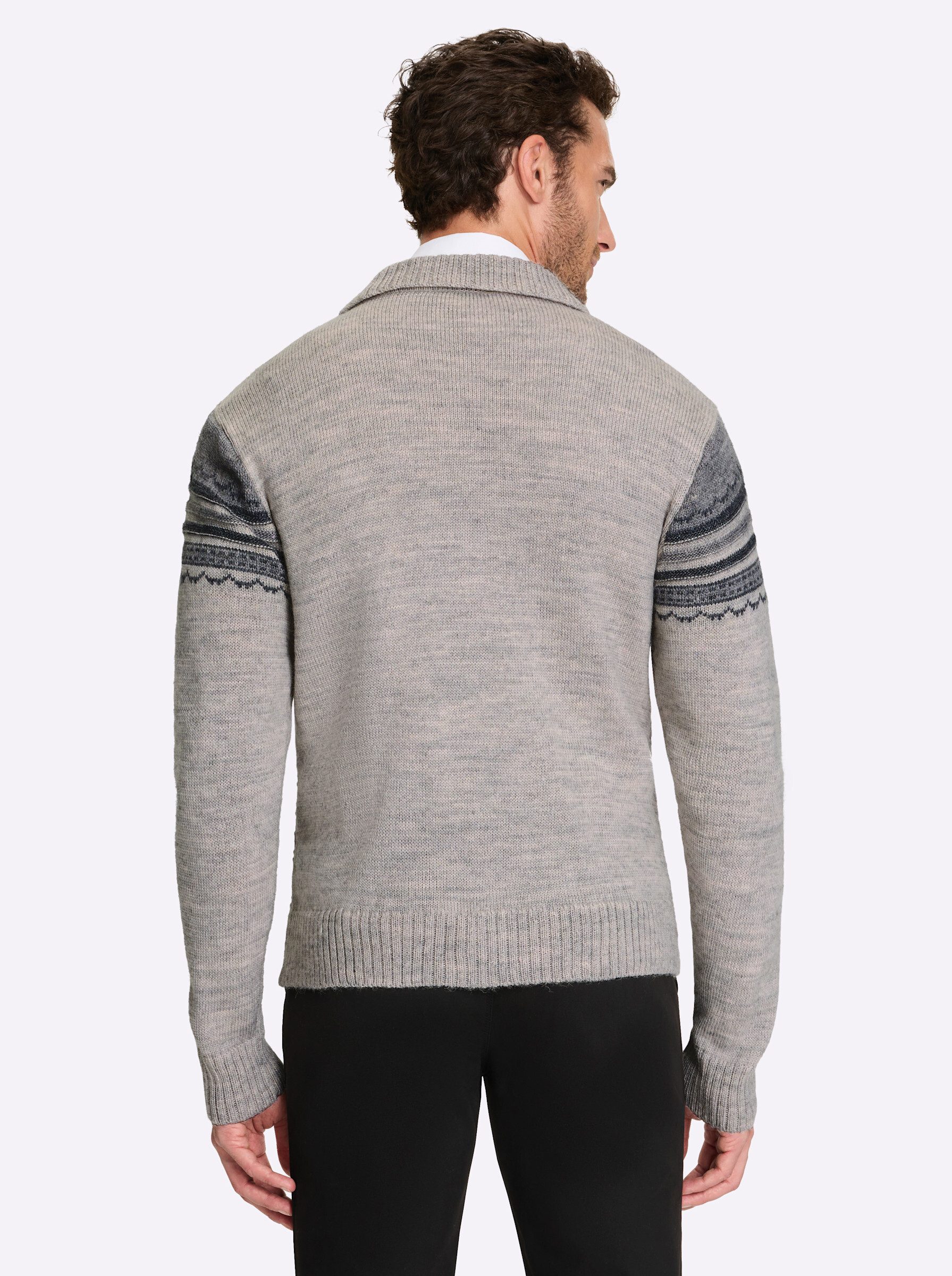 Witt Strickjacke Strickjacke Langarm Jacquard, Rippoptik