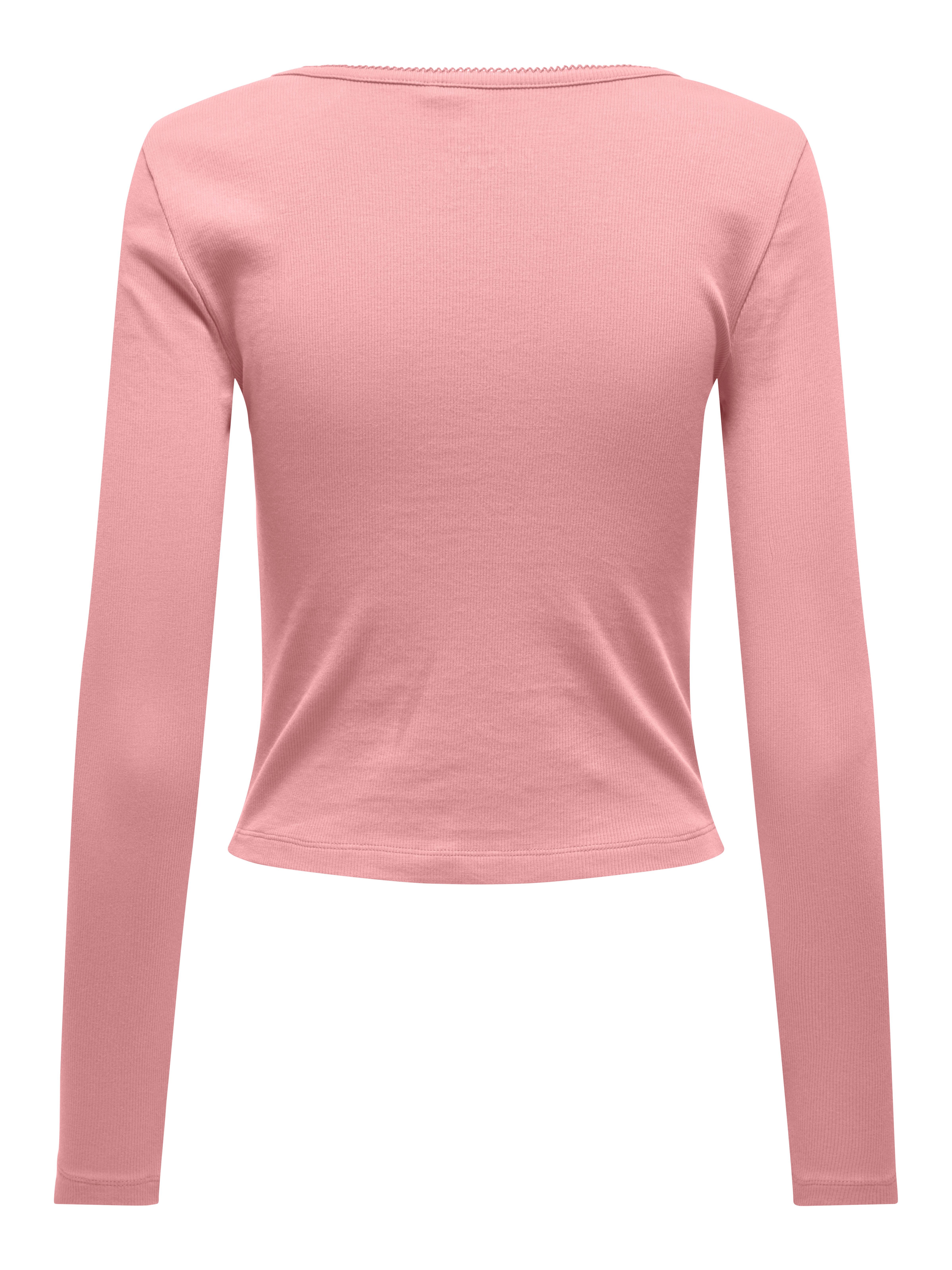 ONLY Langarmshirt ONLBETTY LIFE L/S SCALLOP V-NECK CC JRS mit Raffung am Ausschnitt