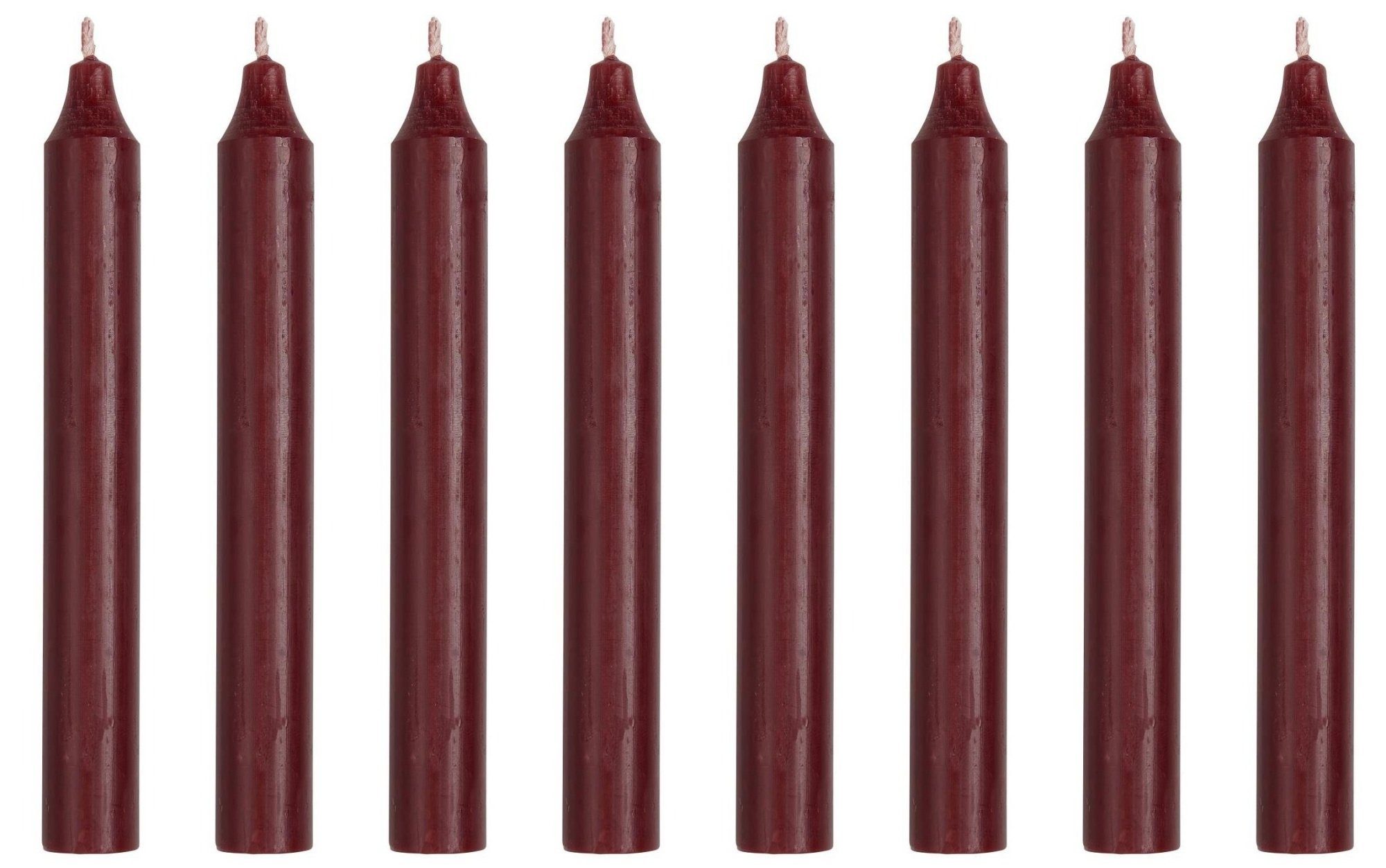 Ib Laursen Tafelkerze (Packung, 8-tlg., Pack), Stab Kerzen 8er Set in rustikalem Design. Farbe BORDEAUX RUSTIK