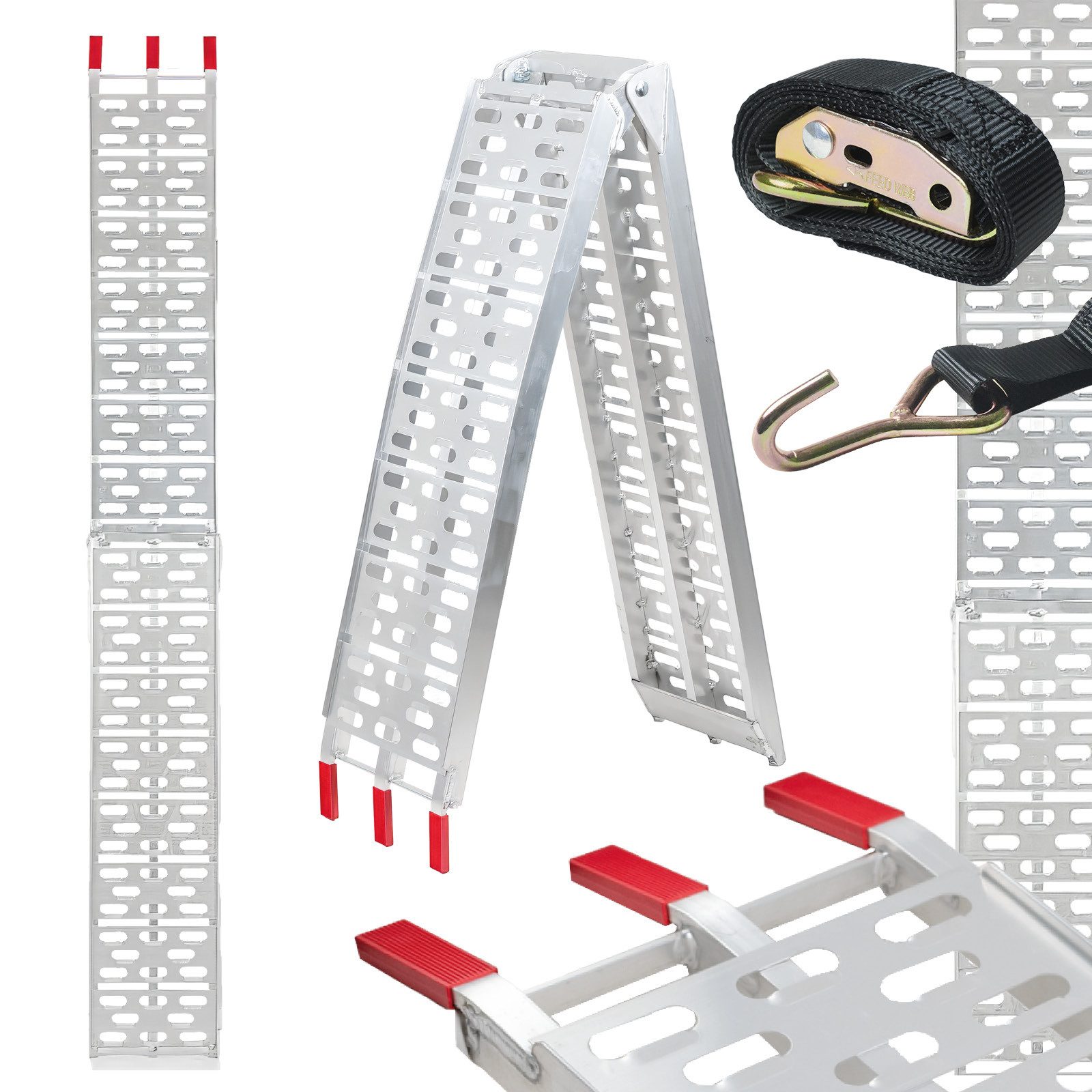 TRUTZHOLM Auffahrrampe klappbar 228 cm Traglast 340 kg Alu Motorradrampe inkl. Spanngurt (1-St., Inkl. Spanngurt), stabile Konstruktion, hochwertige Verarbeitung, kompakte Bauweise