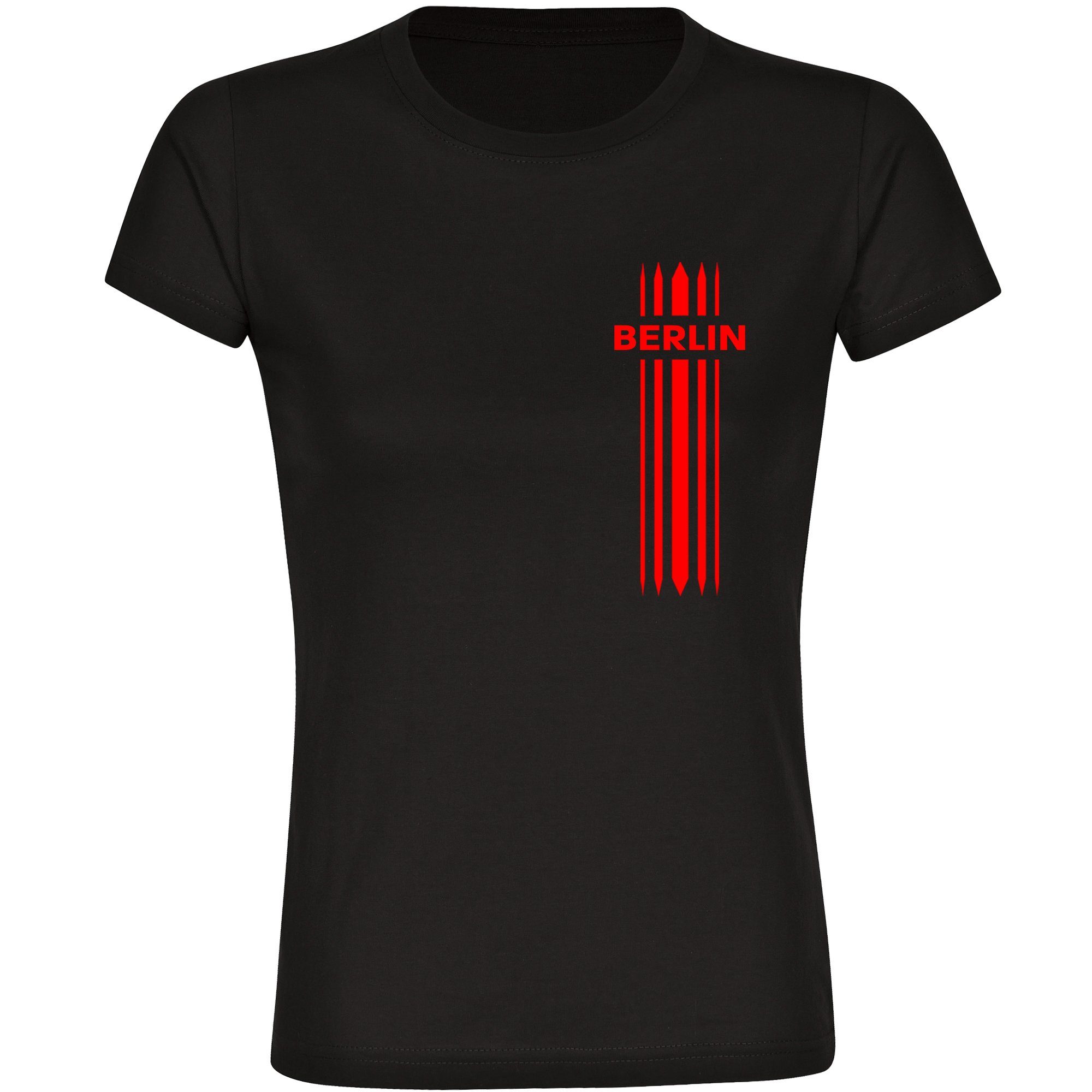 multifanshop T-Shirt Damen Berlin rot - Streifen - Frauen