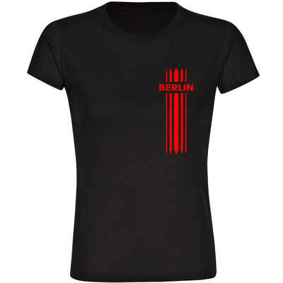 multifanshop T-Shirt Damen Berlin rot - Streifen - Frauen
