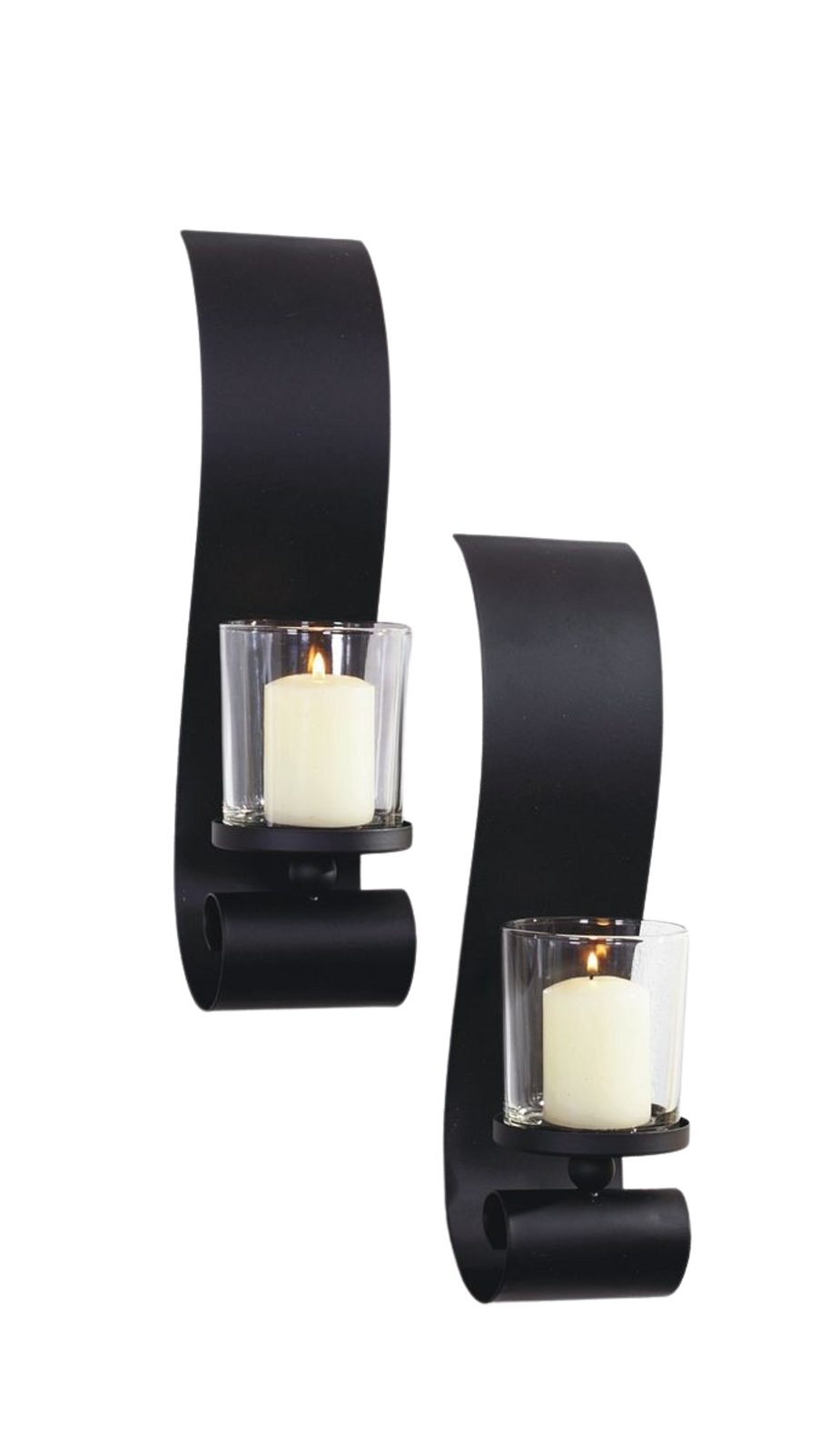Gravidus Wandkerzenhalter 2er Set Wandkerzenhalter Stumpenkerzen Kerzenständer in Schwarz