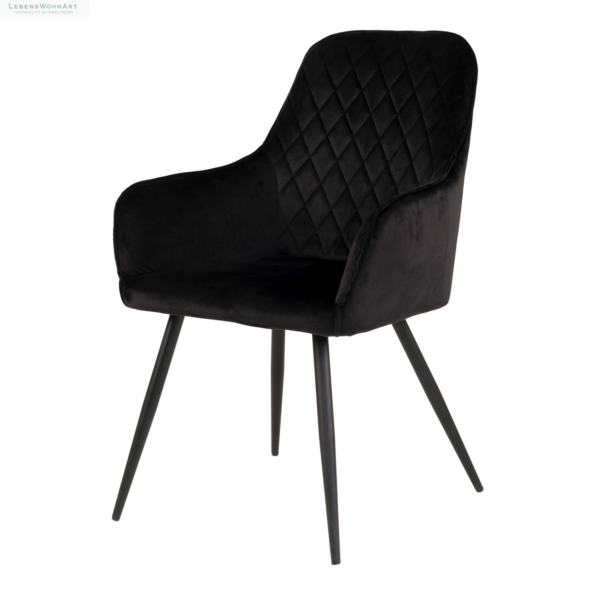 Stuhl 2er Set - Eleganter Stuhl BORA schwarz Samt