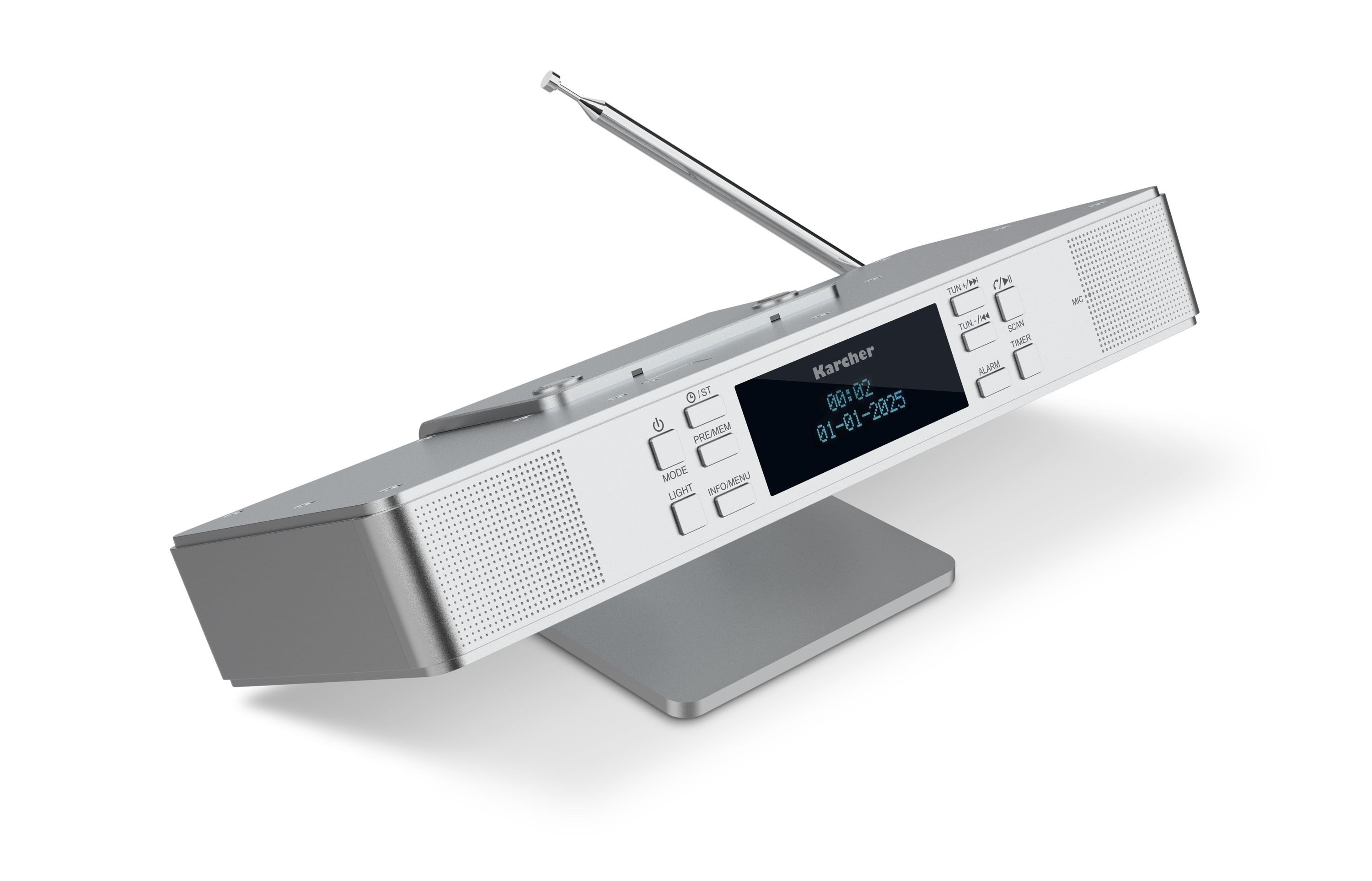 Karcher RA 2038D-S Küchen-Radio (DAB+, UKW (FM), 6 W, Unterbauradio mit DAB+ / UKW-Radio, Bluetooth, Leuchte & Timer)