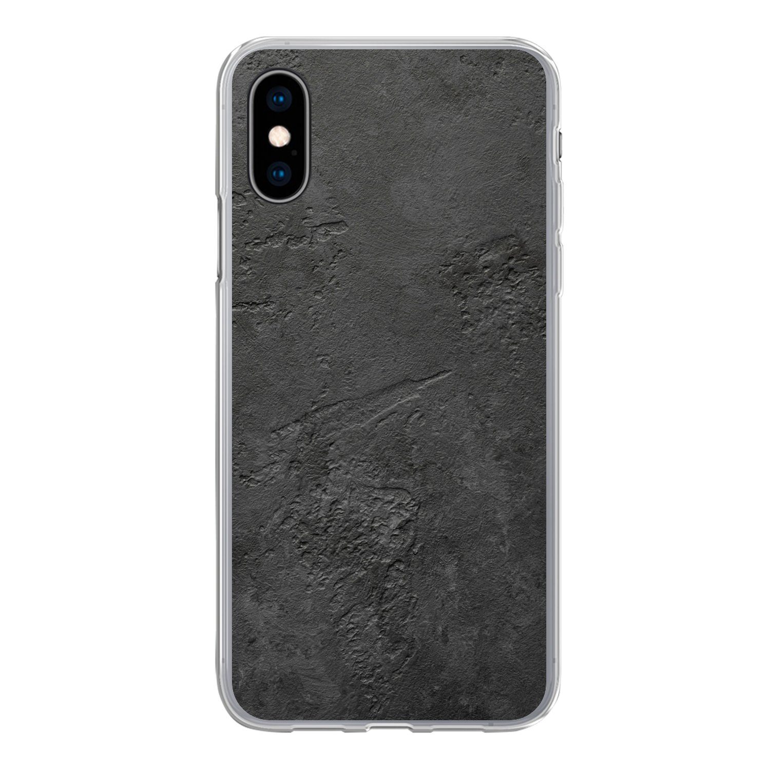 MuchoWow Handyhülle für Apple iPhone X Beton - Strukturiert - Industriell - Schwarz - Grau, Smartphone-Bumper, Print, Handy Schutzhülle Dünn