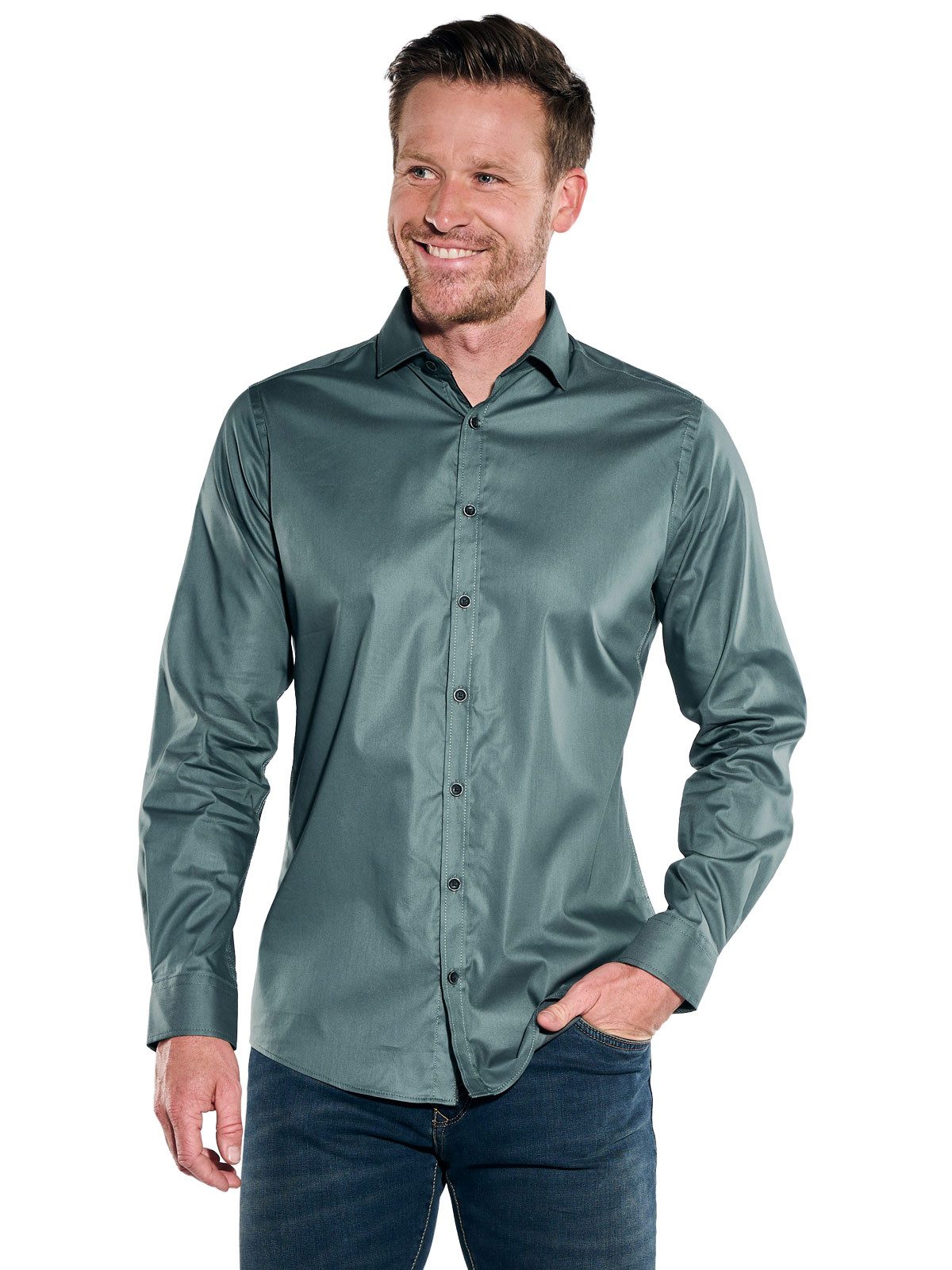 Engbers Langarmhemd Herren Hemd "My Favorite", Dunkelgruen