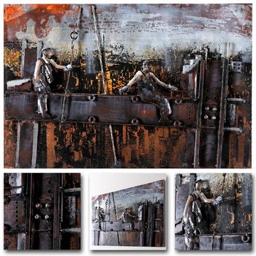 Home4Living Metallbild Wandbild Work 60x40cm Bild 3D-Motiv Relief Unikat Metall, Work, 3D Effekt