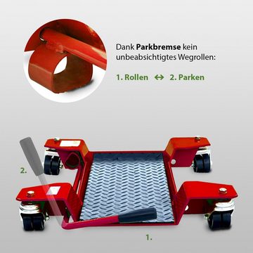 TRUTZHOLM Transportroller Rangierhilfe für Motorrad mit Ständer rot 54x19 cm Last bis 250kg, (1 Stück)