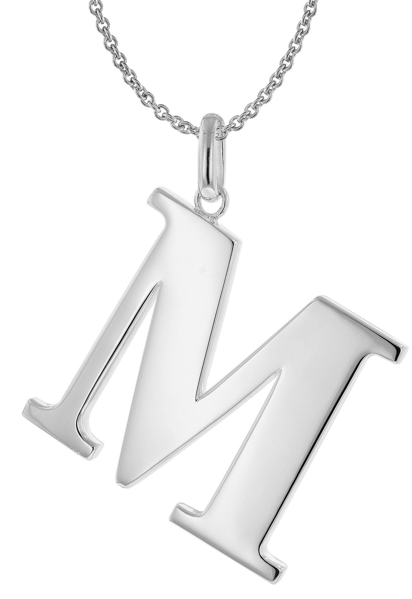 trendor Kette mit Anhänger mit Großem Buchstaben M 925 Silber