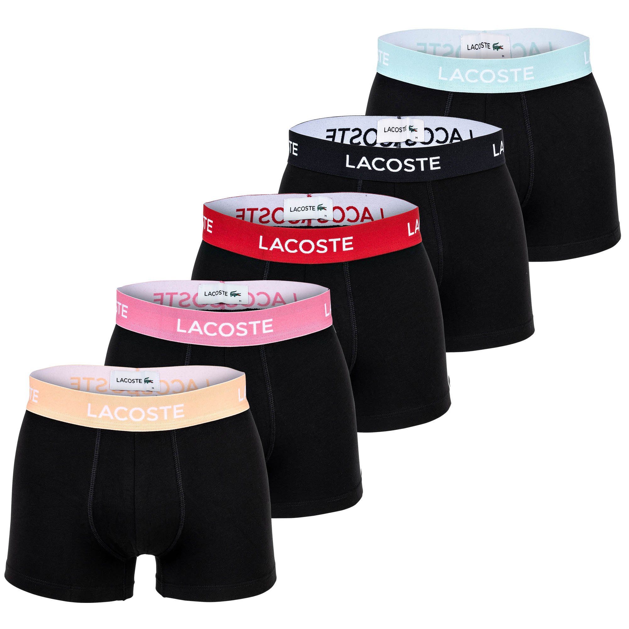 Lacoste 5-er Set Trunks Schwarz mit verschiedenfarbigem Webbund günstig online kaufen