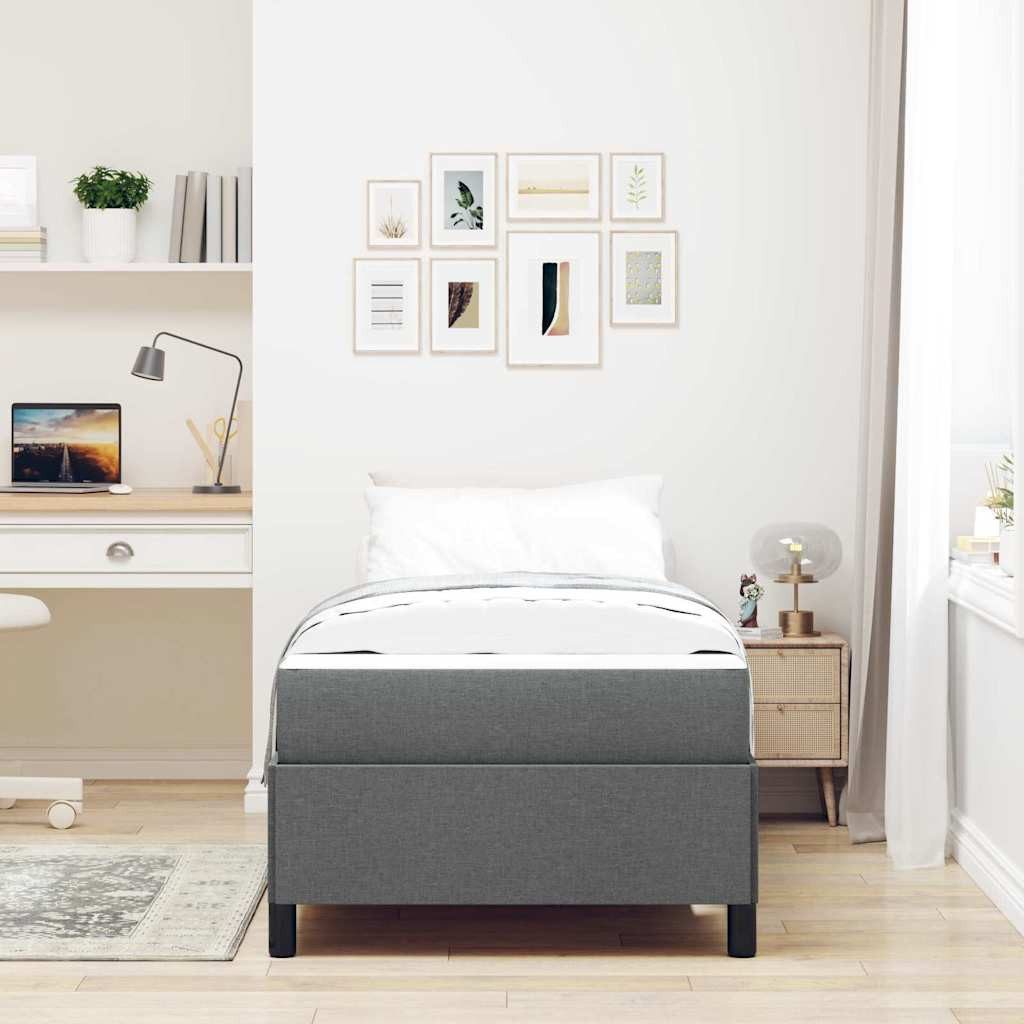 vidaXL Bett Boxspringbett Dunkelgrau 90 x 200 cm Stoff (1-tlg)