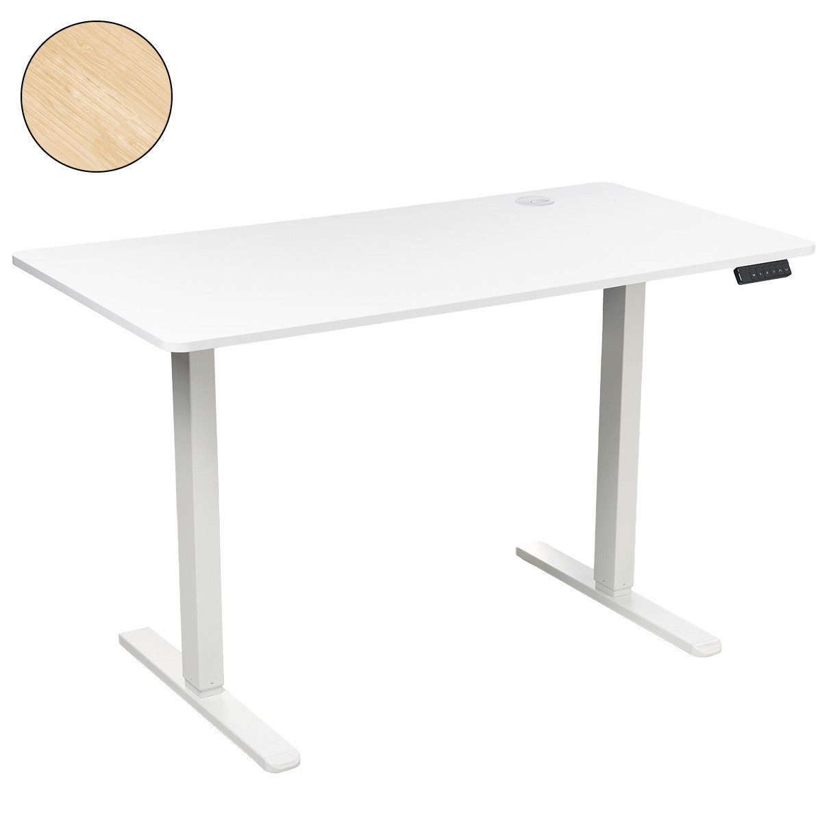AMBINESS Schreibtisch Höhenverstellbar FlexxPro, 6 Varianten, Durchgehende Arbeitsplatte (Höhenverstellung von 72-119 cm, Inkl. LED-Bedienfeld & Kabeldurchführung), elektrisch stufenlos & ergonomisch