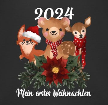 Shirtracer Lätzchen 2024 Mein erstes Weihnachten mit süßen Tieren - weiß, Weihnachten Kleidung Baby