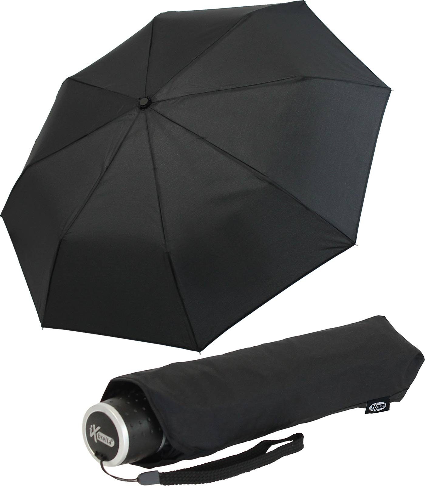 iX-brella Taschenregenschirm Mini Ultra Light - mit großem Dach - extra leicht, farbenfroh schwarz