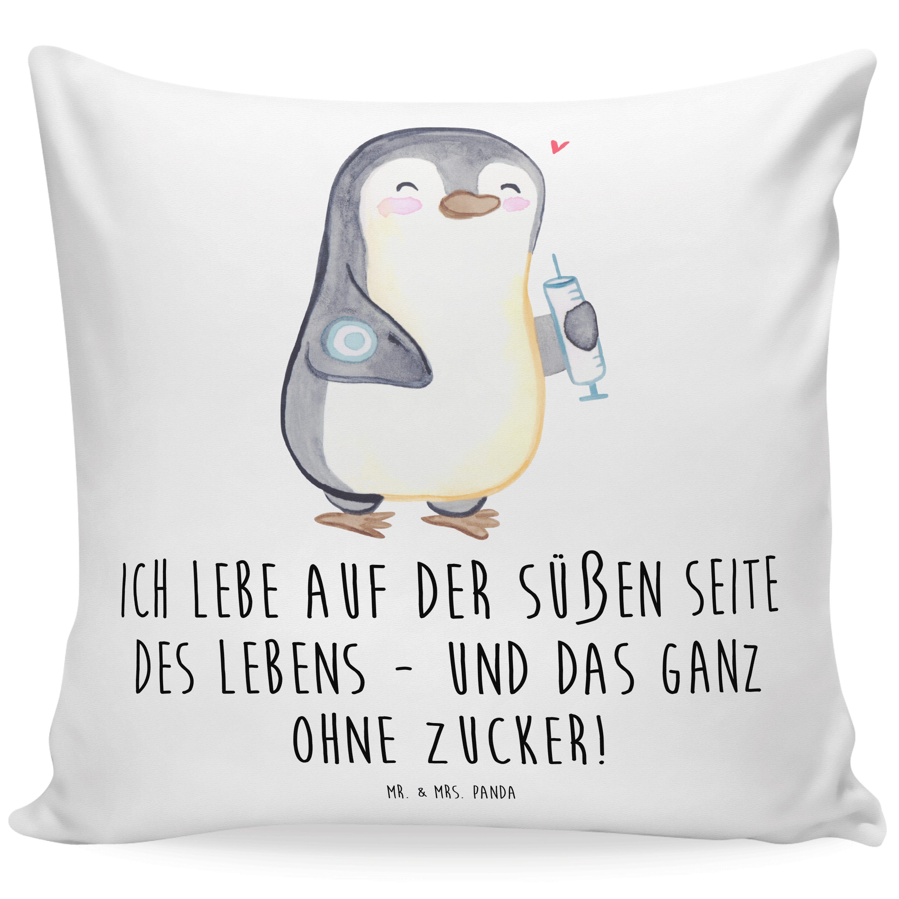 Mr. & Mrs. Panda Dekokissen Pinguin Diabetes - Weiß - Geschenk, Diabetes Mellitus, Dekokissen, Ko, Herzerwärmendes Motiv