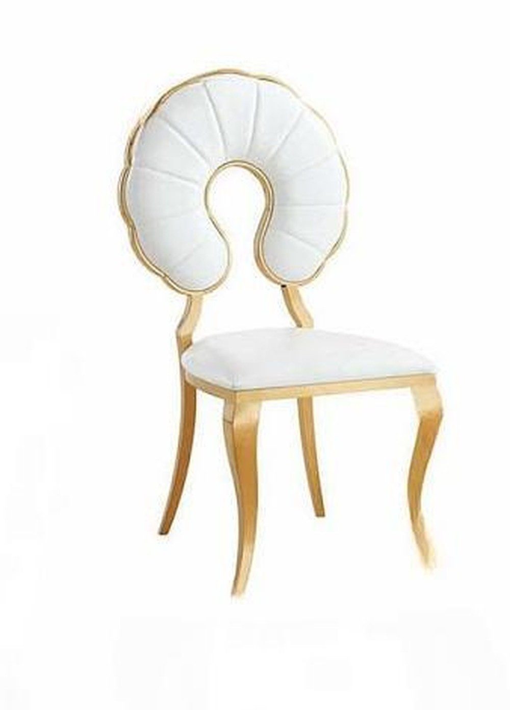 JVmoebel Esszimmerstuhl Edelstahl Стулья für Esszimmer Küche, Lederbezug in Weiß, Made in Europa