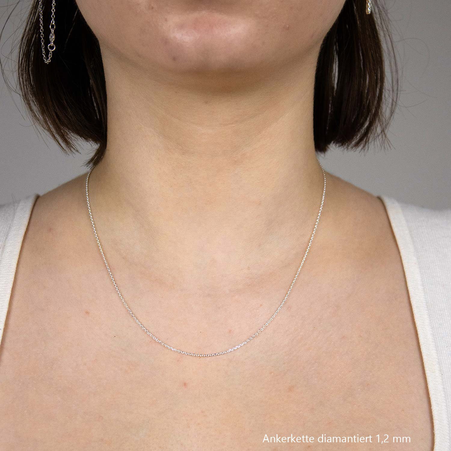 HOPLO Silberkette Ankerkette diamantiert Länge 36cm - Breite 1,2mm - 925 Si günstig online kaufen