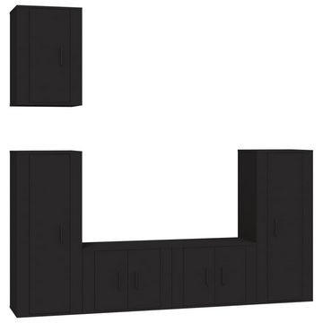 furnicato TV-Schrank 5-tlg. TV-Schrank-Set Schwarz Holzwerkstoff