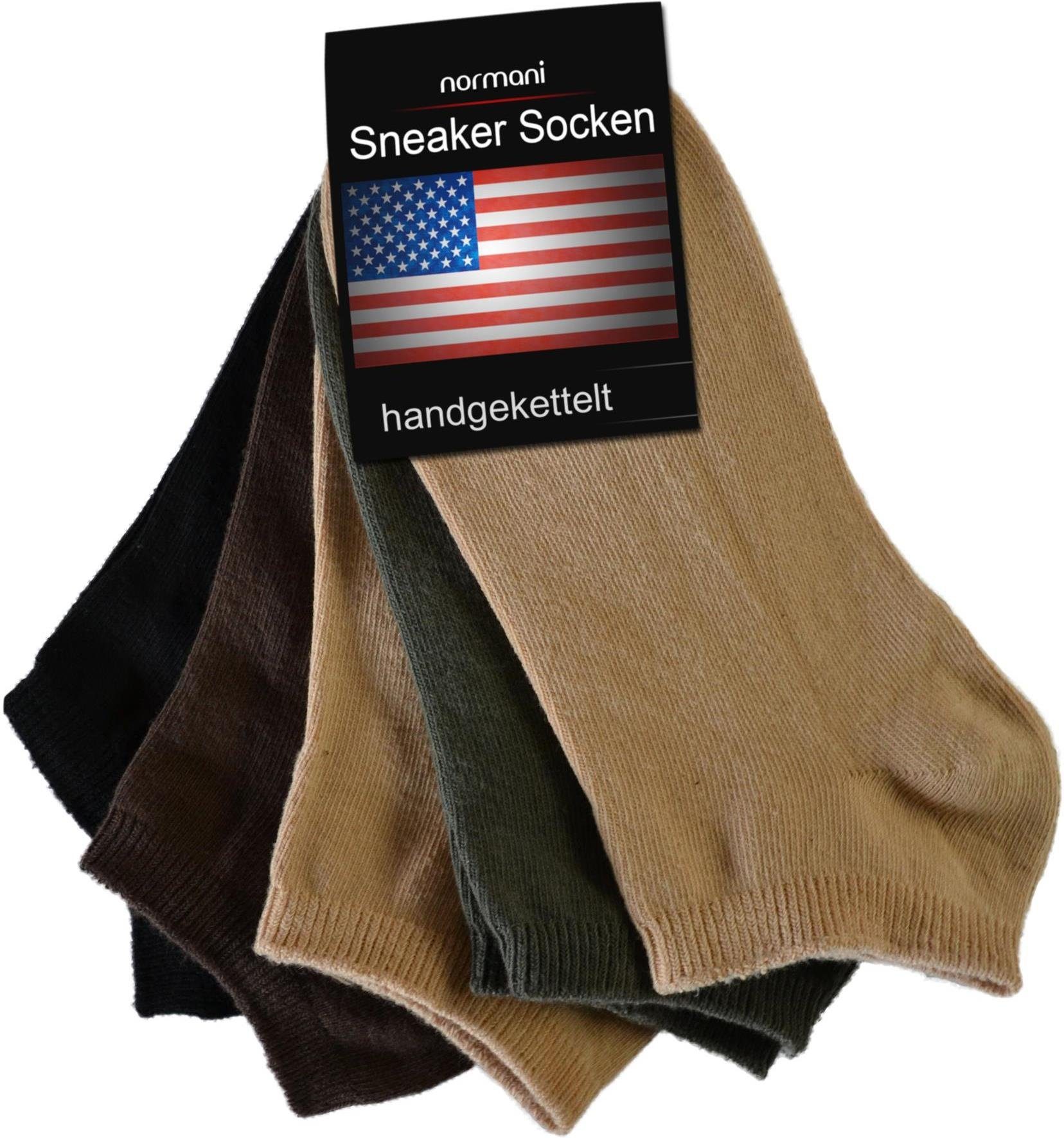 Paar American Sneakersocken Oliv/Beige/Khaki/Braun/Schwarz 15 15 handgekettelte Paar) normani Sneaker Spitze (15er-Set,