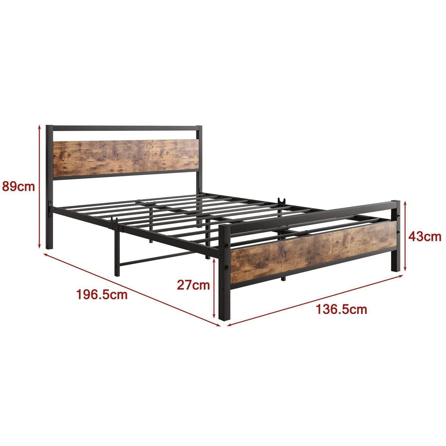 LuxusKollektion Bettgestell Doppelbett Holz Kopfteil 135x190