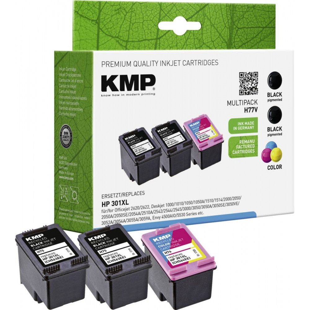 KMP KMP H77 OEM HP 301XL Patronen Set für Drucker. Tintenstrahldrucker, (Umweltfreundlich verpackt)