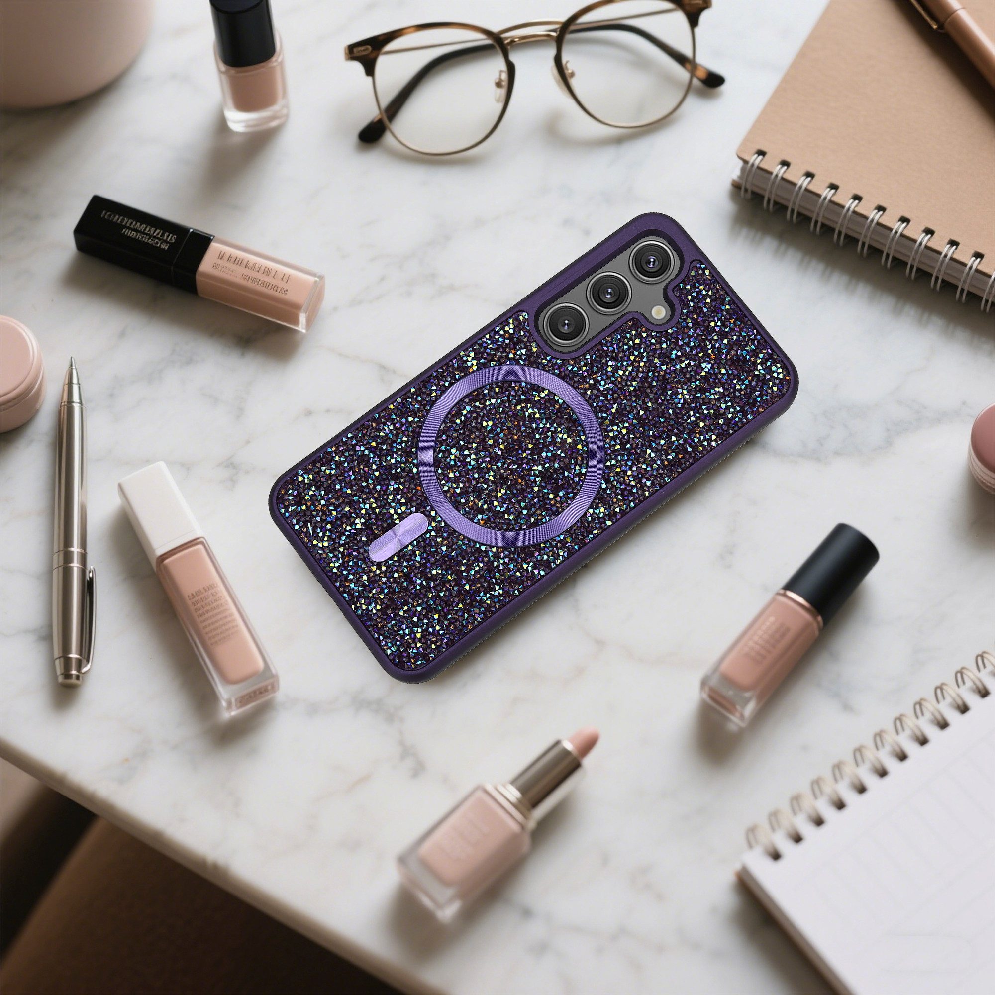 Cadorabo Handyhülle Samsung Galaxy S25, Hülle Schutzhülle Case Cover kompatibel mit Magsafe Diamant Glitzer – Bild 5 von 5