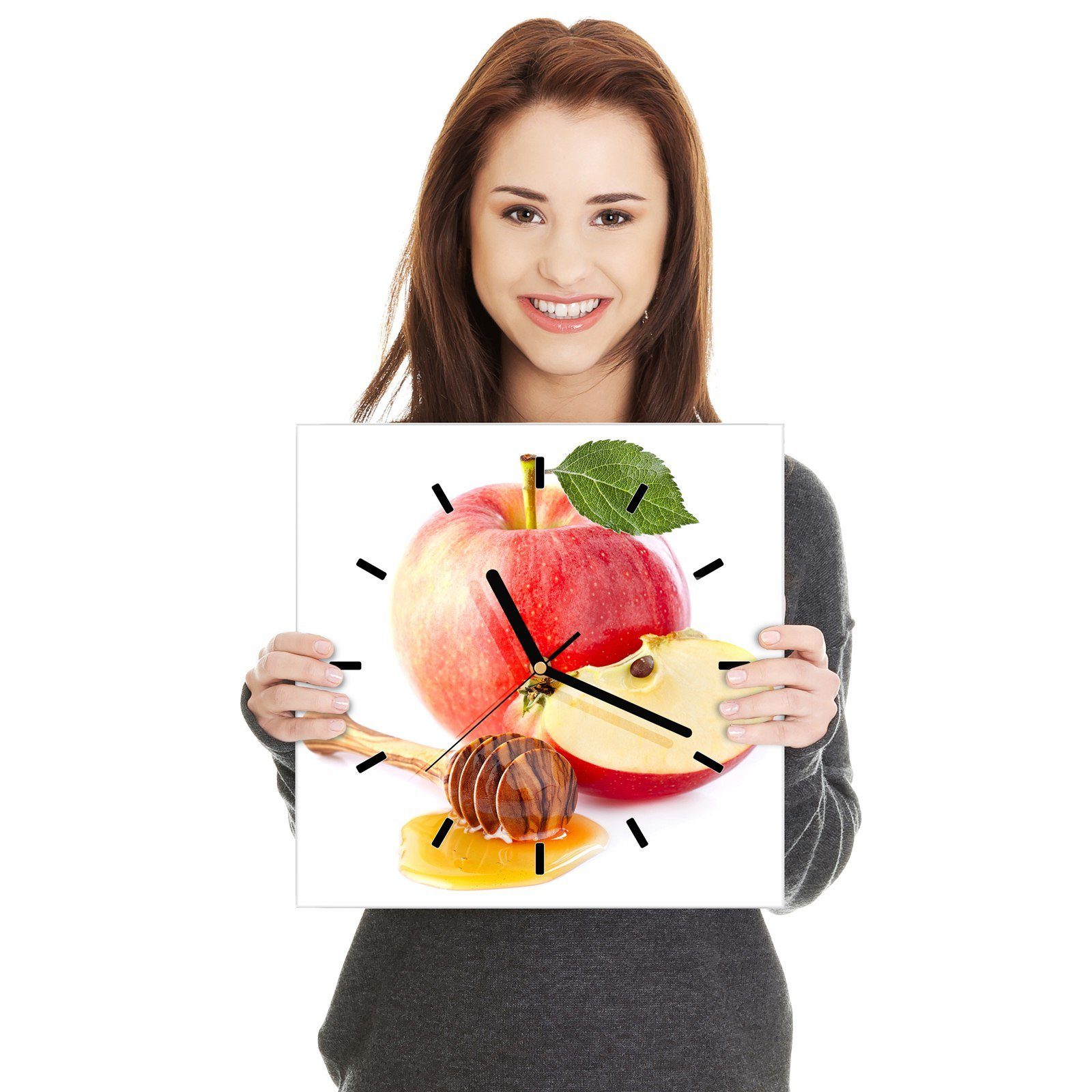 30 Wandkunst Motiv Glasuhr Wanduhr und x Apfel Honig Größe Primedeco Wanduhr 30 cm mit