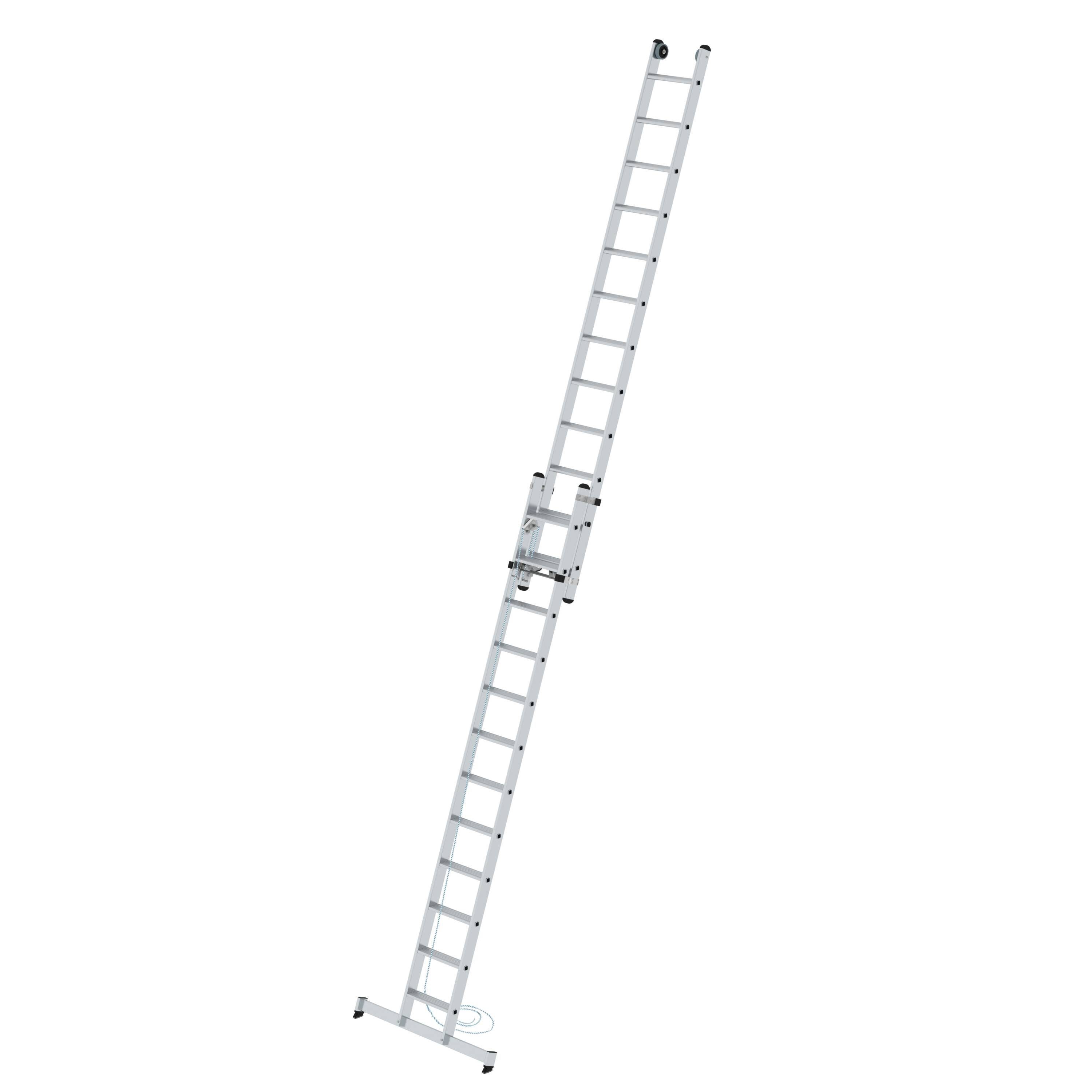 PROREGAL® Schiebeleiter Stufen-Seilzugleiter 2-teilig mit nivello® Traverse 2x12 Stufen