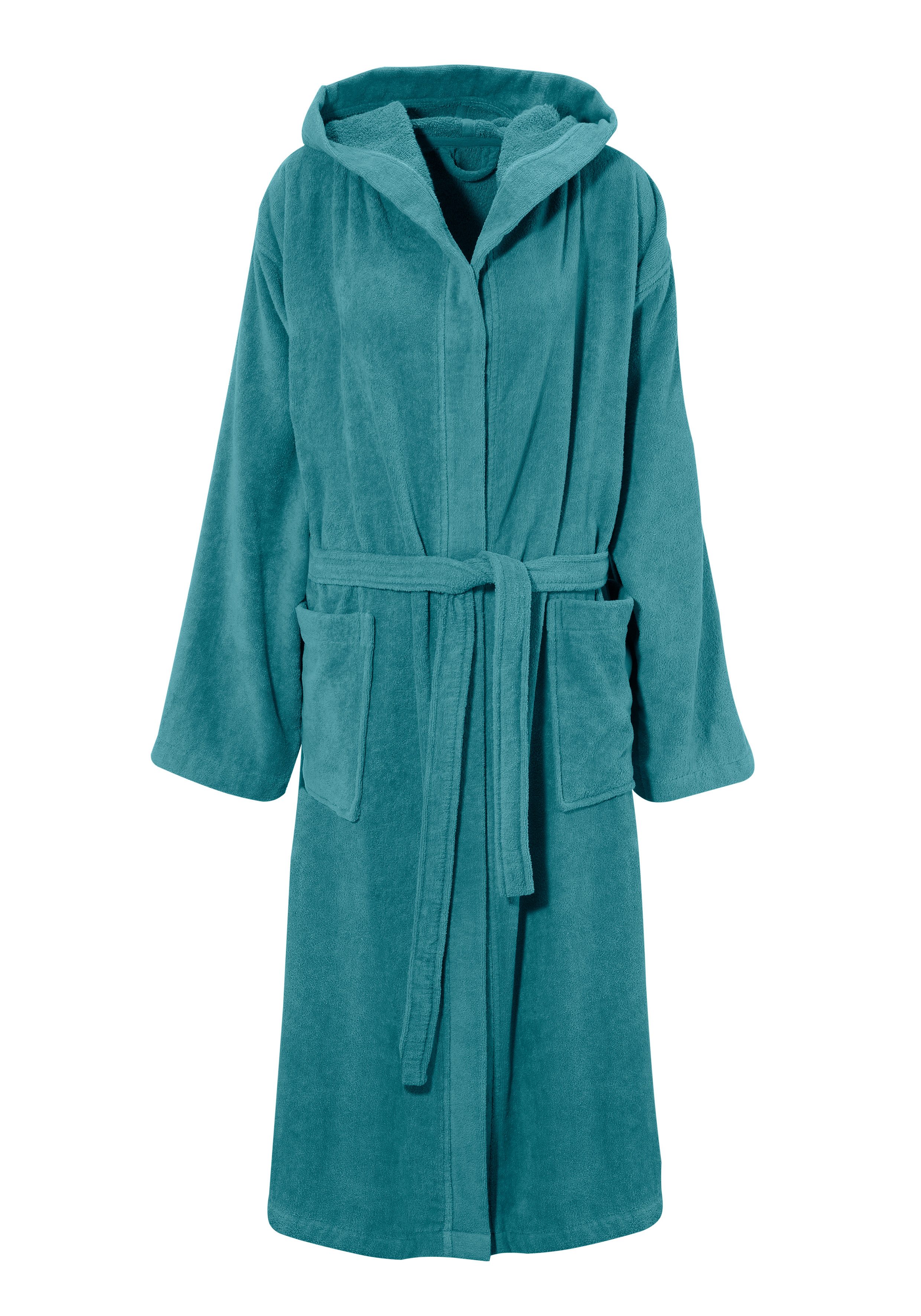 OTTO home Unisex-Bademantel Regona, Hotelbademantel, Morgenmantel, Standardlänge & Überlänge, Langform, Veloursfrottier, Kapuze, Gürtel, Damen & Herren, mit Taschen, flauschig, weich, Velours, Sauna & Spa