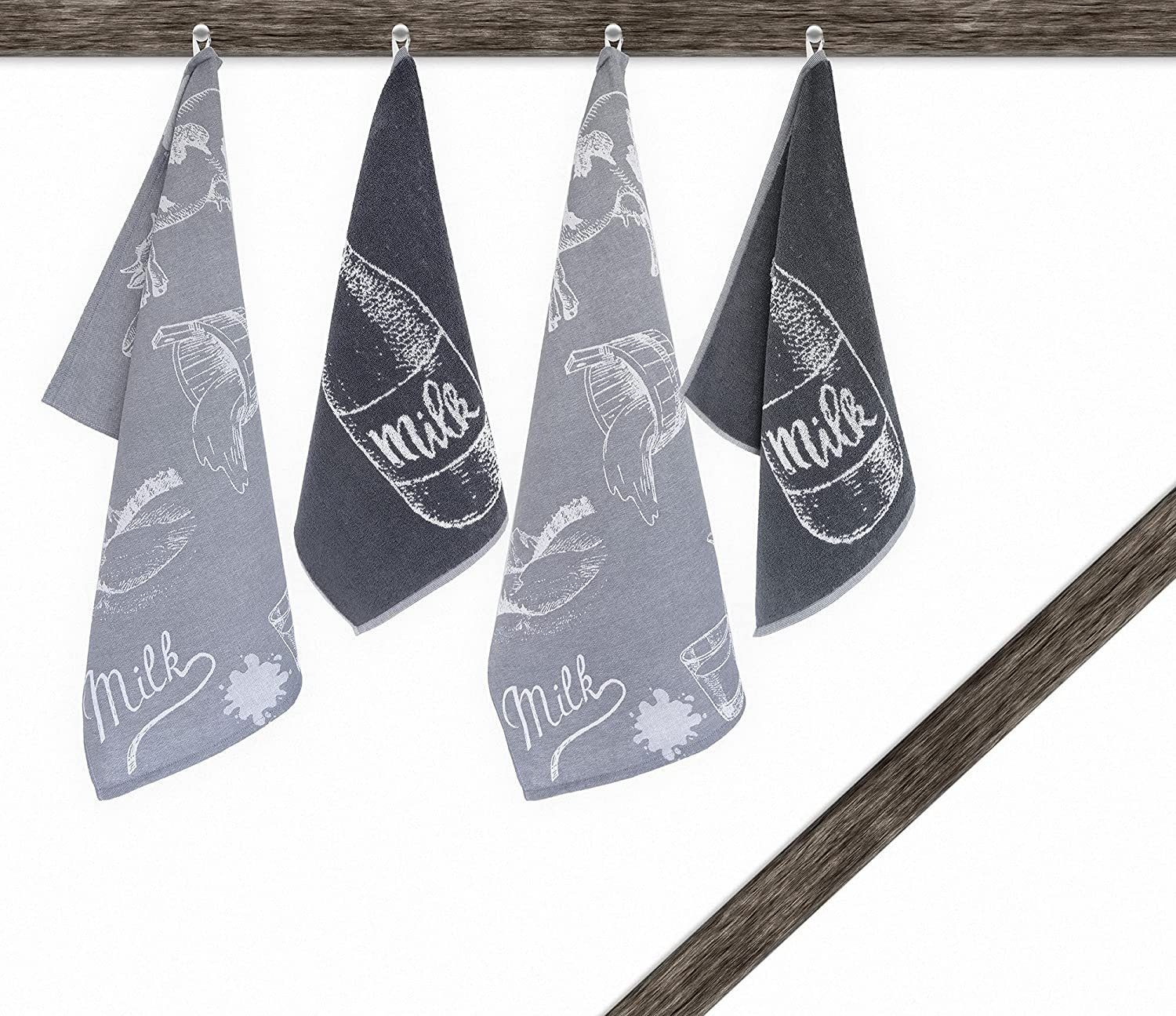 Lashuma Handtuch Set Milch, Frottee (4-St), graue Geschirrtücher saugstark günstig online kaufen