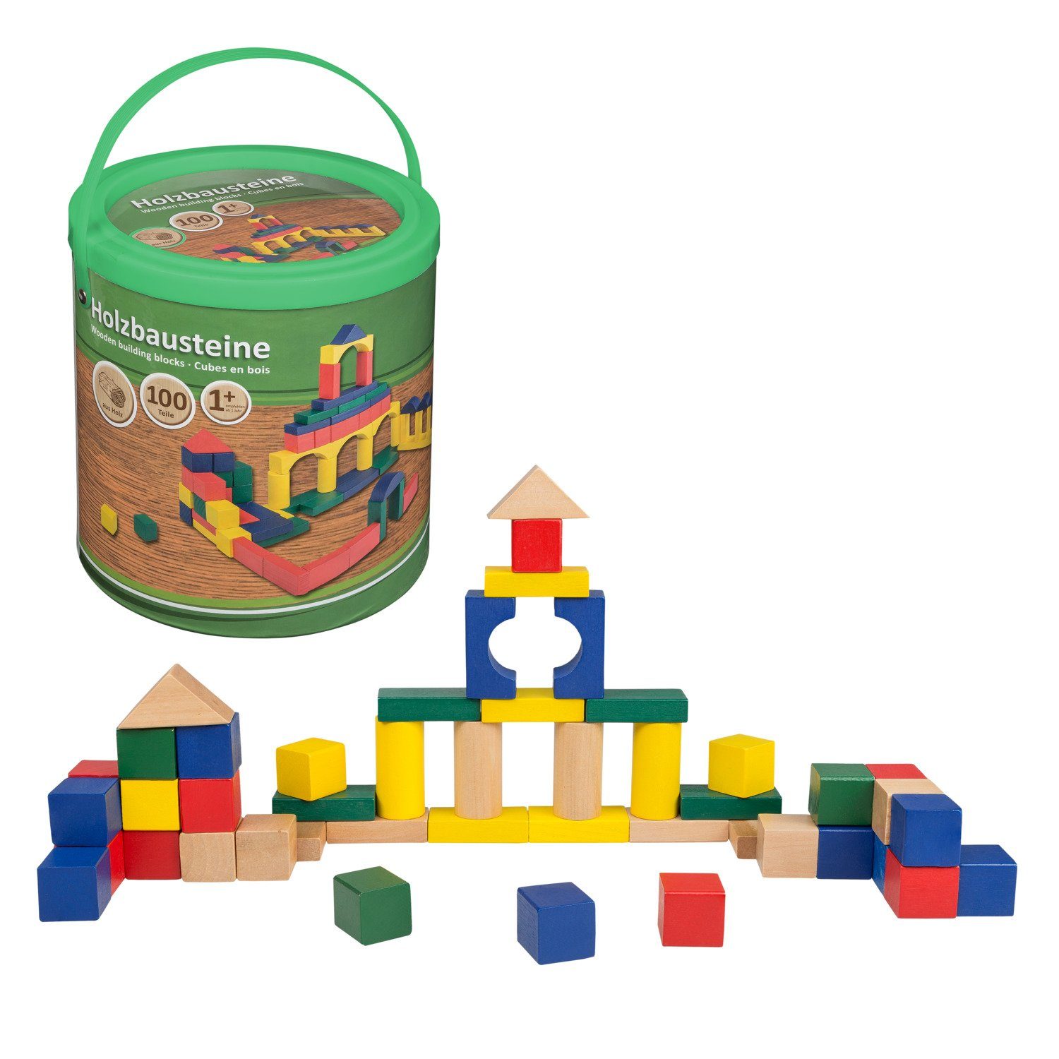 Idena 40030 - Holzbausteine in verschiedenen Farben und Formen, ab 12 Spielbausteine