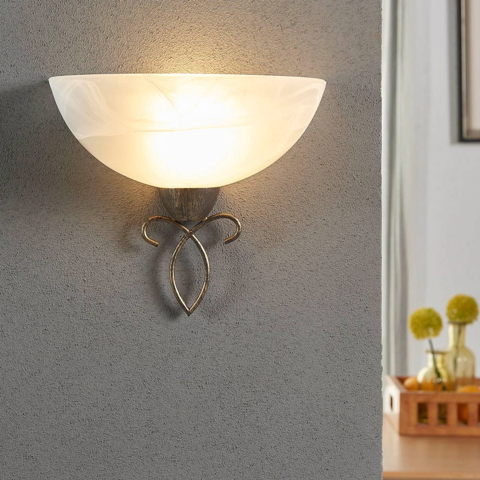 Lindby Wandleuchte Mohija, Glas Schwarz IP20, 1 x 60 W
