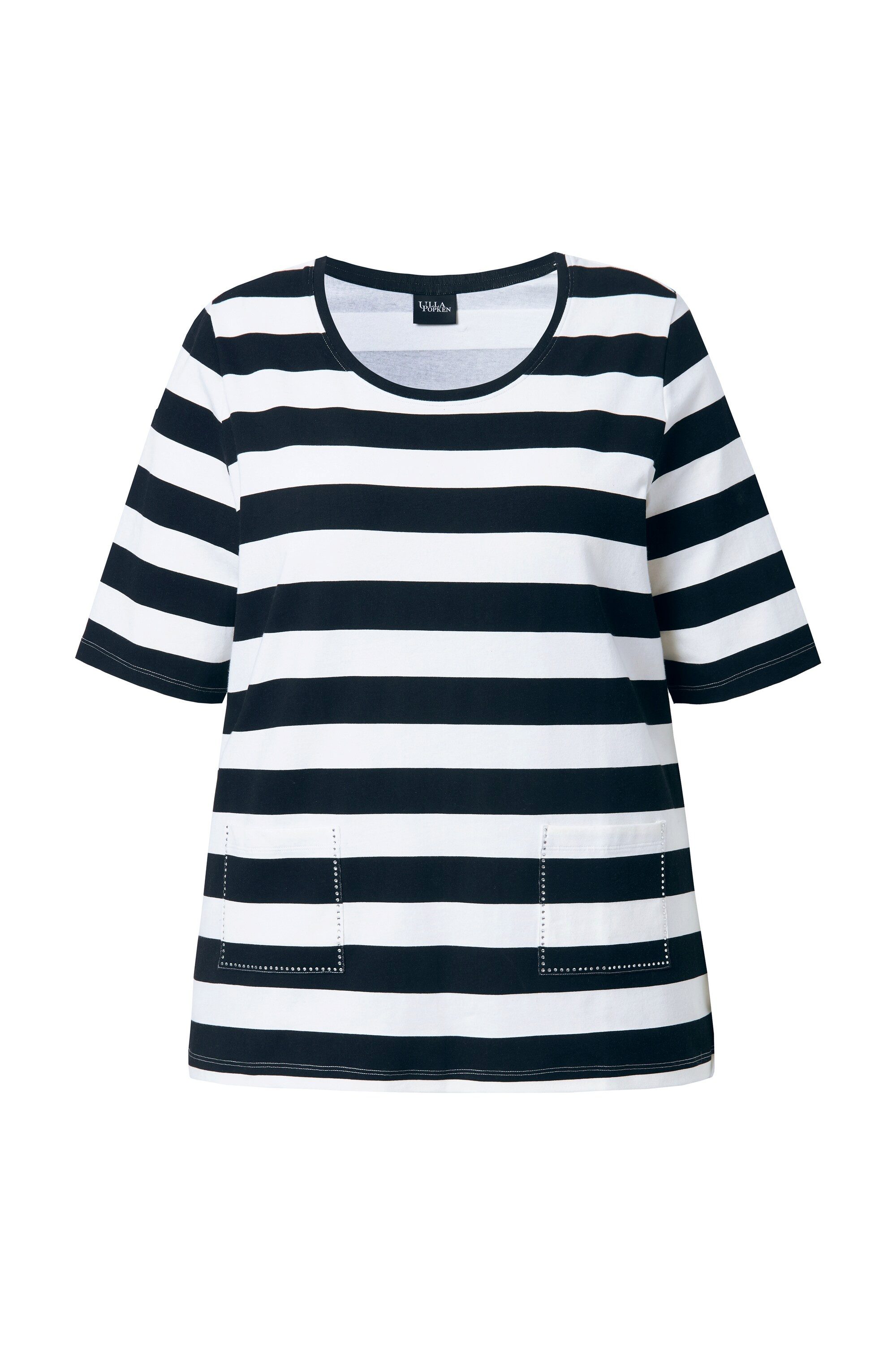 Ulla Popken T-Shirt T-Shirt Ringel Classic Rundhals Halbarm Taschen günstig online kaufen