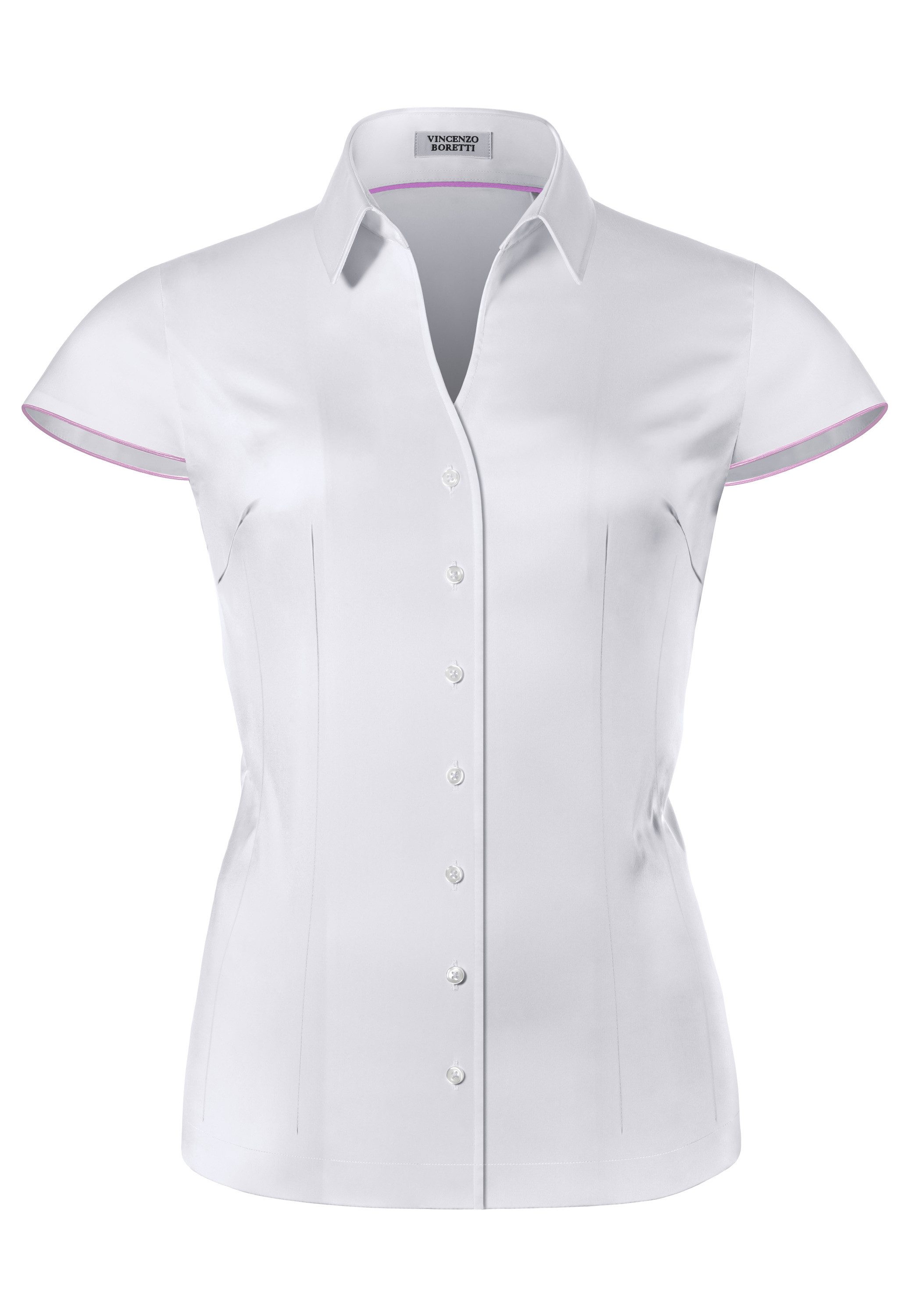 Vincenzo Boretti Klassische Bluse leicht tailliert Kurzarm günstig online kaufen