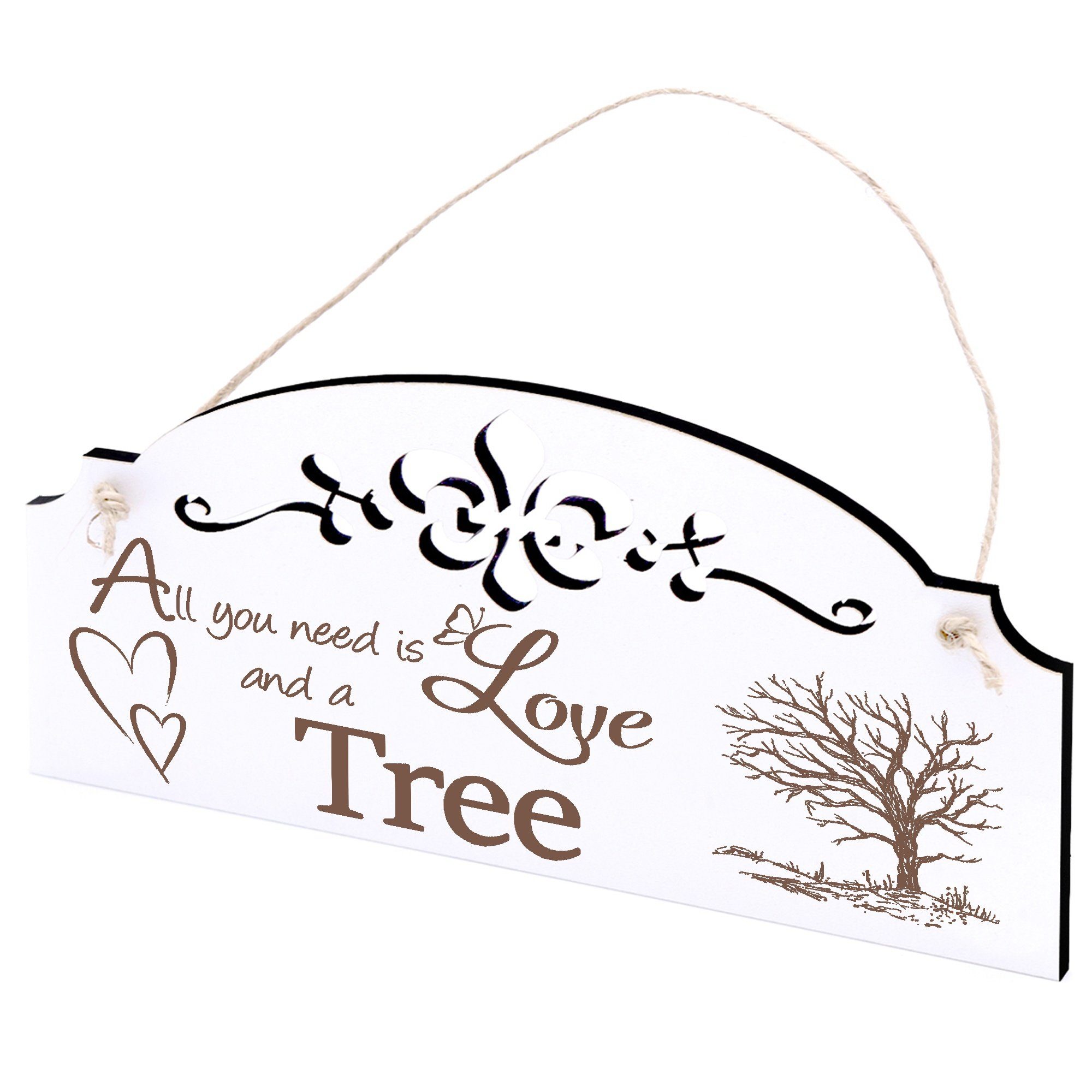 Dekolando Hängedekoration Baum ohne Blätter Deko 20x10cm All you need is Love