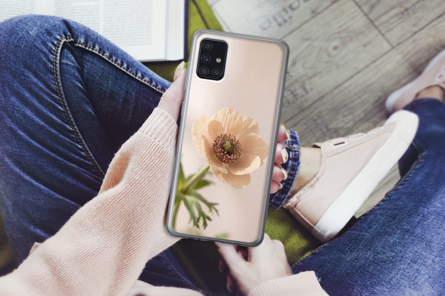 MuchoWow Handyhülle für Samsung Galaxy A52 5G Blume - Minimalistisch - Grün, Smartphone-Bumper, Print, Handy Schutzhülle Dünn