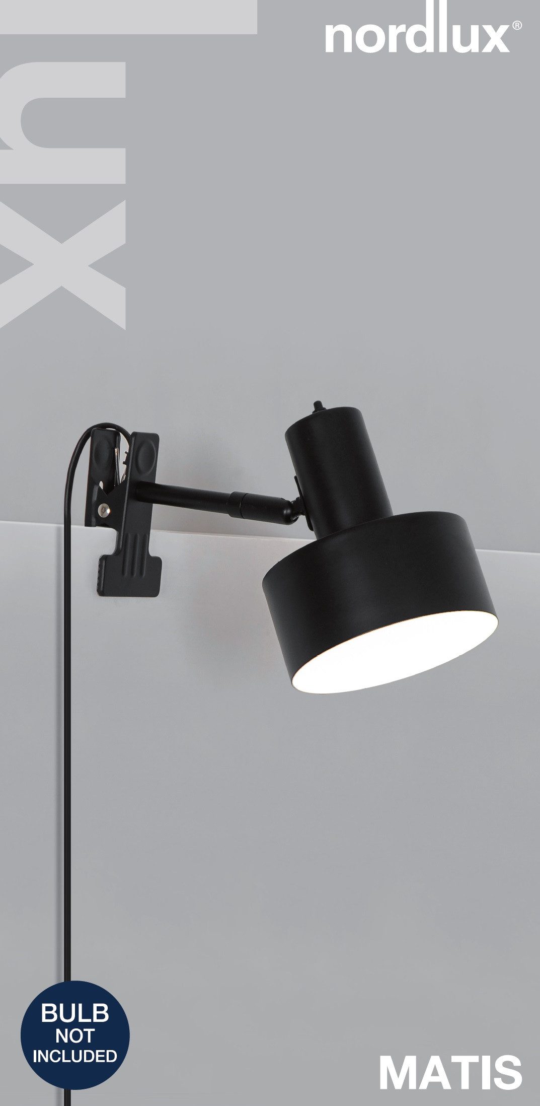 Nordlux Klemmleuchte Matis E27 Metall, ohne Leuchtmittel