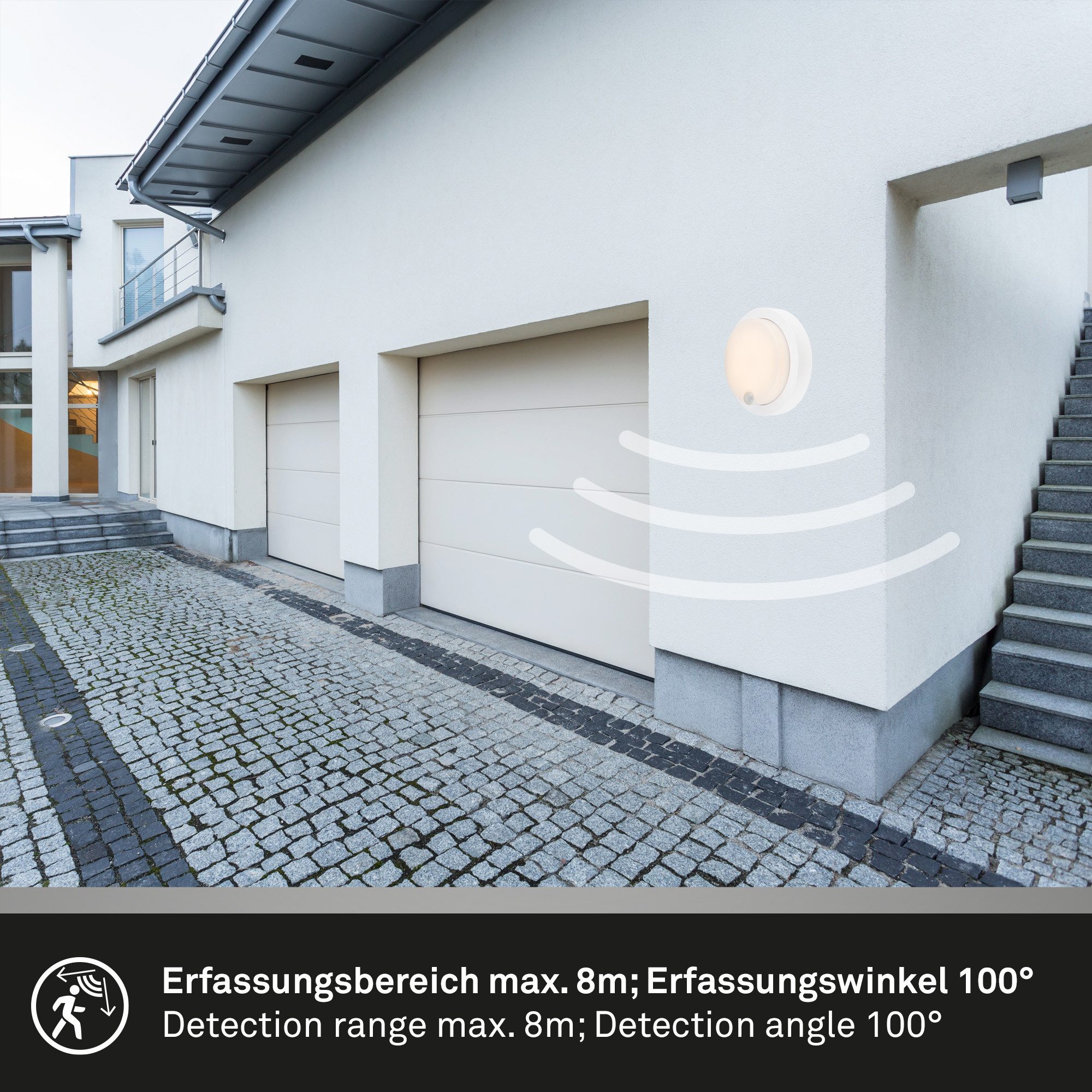 Briloner Leuchten LED Außen-Wandleuchte Akku mit Bewegungsmelder ohne Stromanschluss Outdoor IP44, LED fest integriert, 3000K - Warmweiß