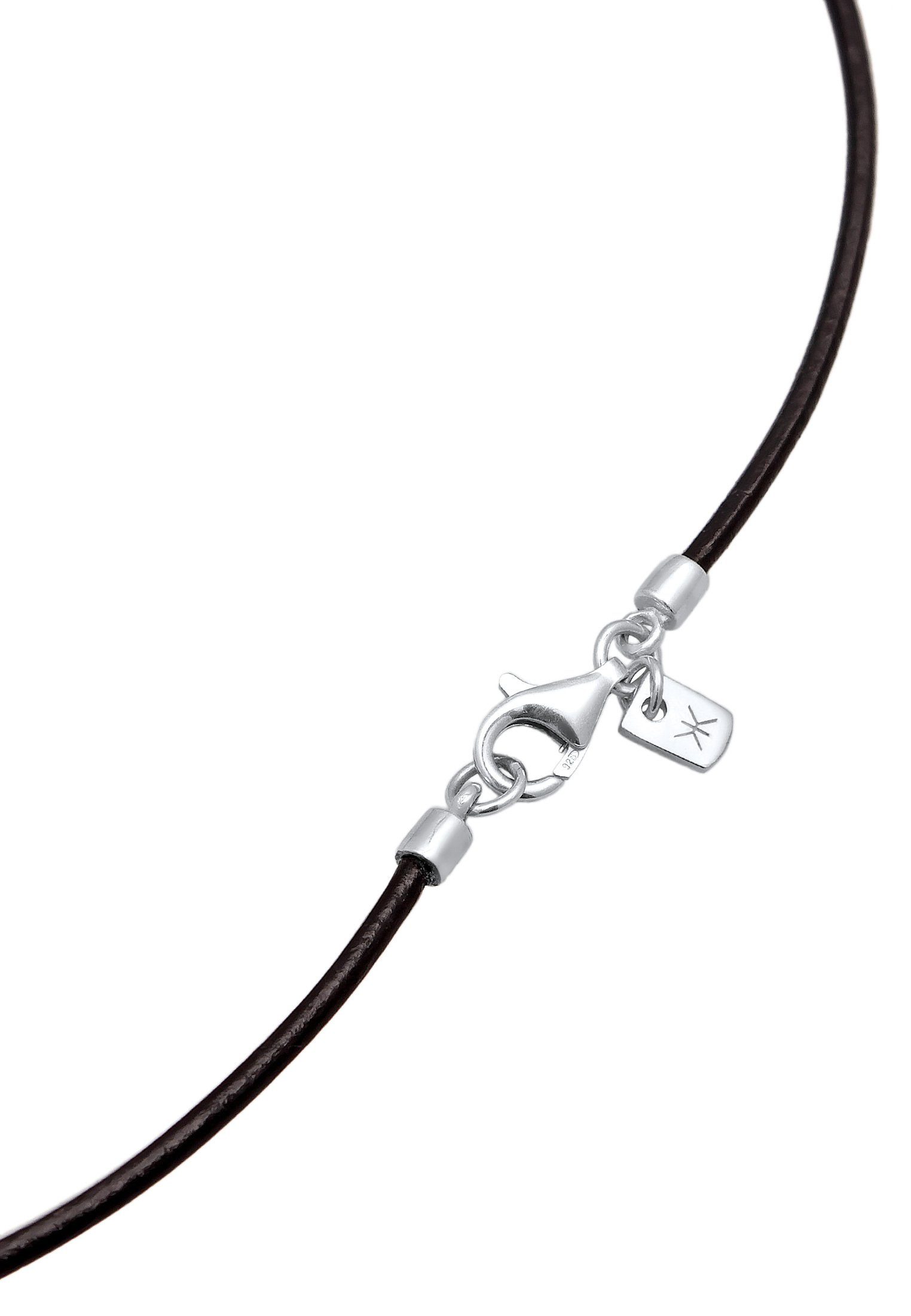 Türkis Lederband Kuzzoi Edelstein Satin Choker 925 Silber Tropfen