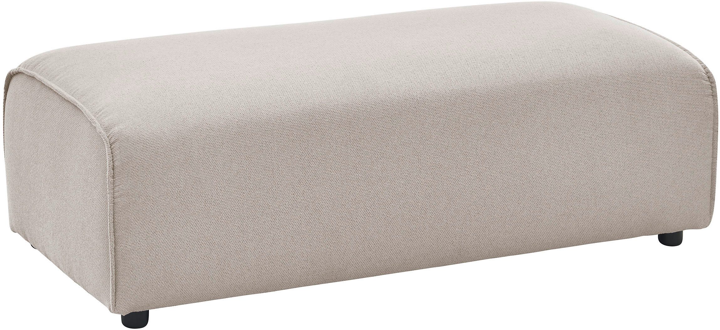 LeGer Home by Lena Gercke Hocker PIARA, Polsterhocker mit Kedernaht, Cord, Leinenoptik o. Strukturstoff, zur Serie PIARA, rechteckig, schwarze Füße, bequemer Sitzkomfort