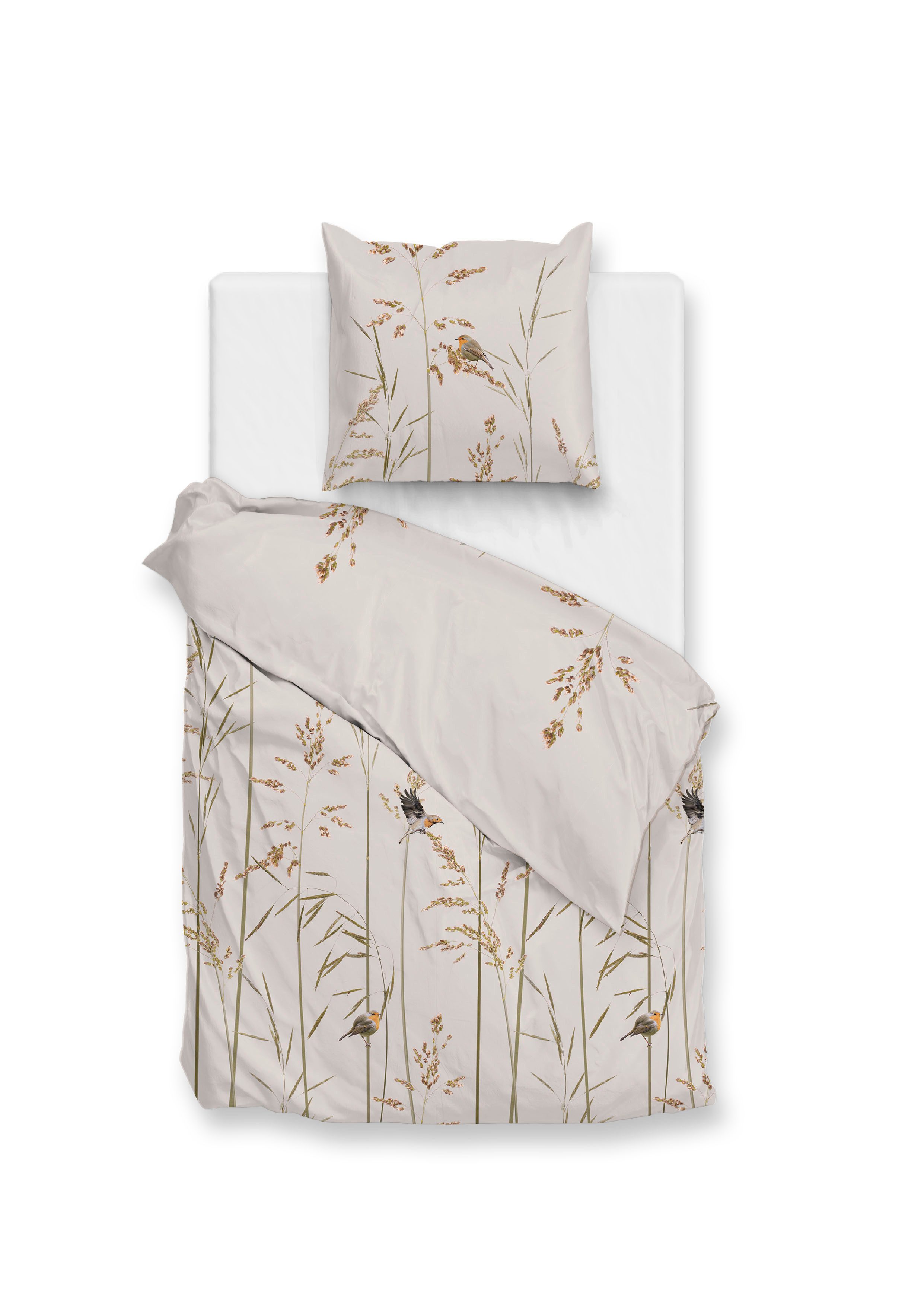 Bettwäsche Zo! Home Flanell Bettwäsche 135x200 cm Pettirosso Natural Gräser günstig online kaufen