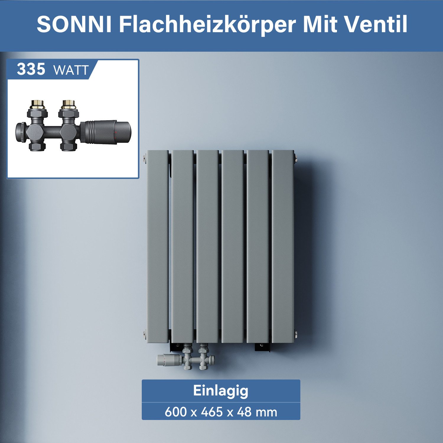 SONNI Designheizkörper Design Heizkörper Flach Anthrazit mit Multiblock Dop günstig online kaufen