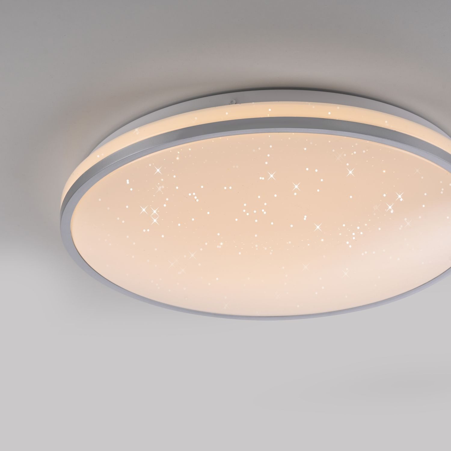 Licht-Erlebnisse Deckenleuchte BRAYLIN, LED fest integriert, Warmweiß, LED rund D: 38 cm in Silber Weiß warmweißes Licht 3000 K 2630 lm